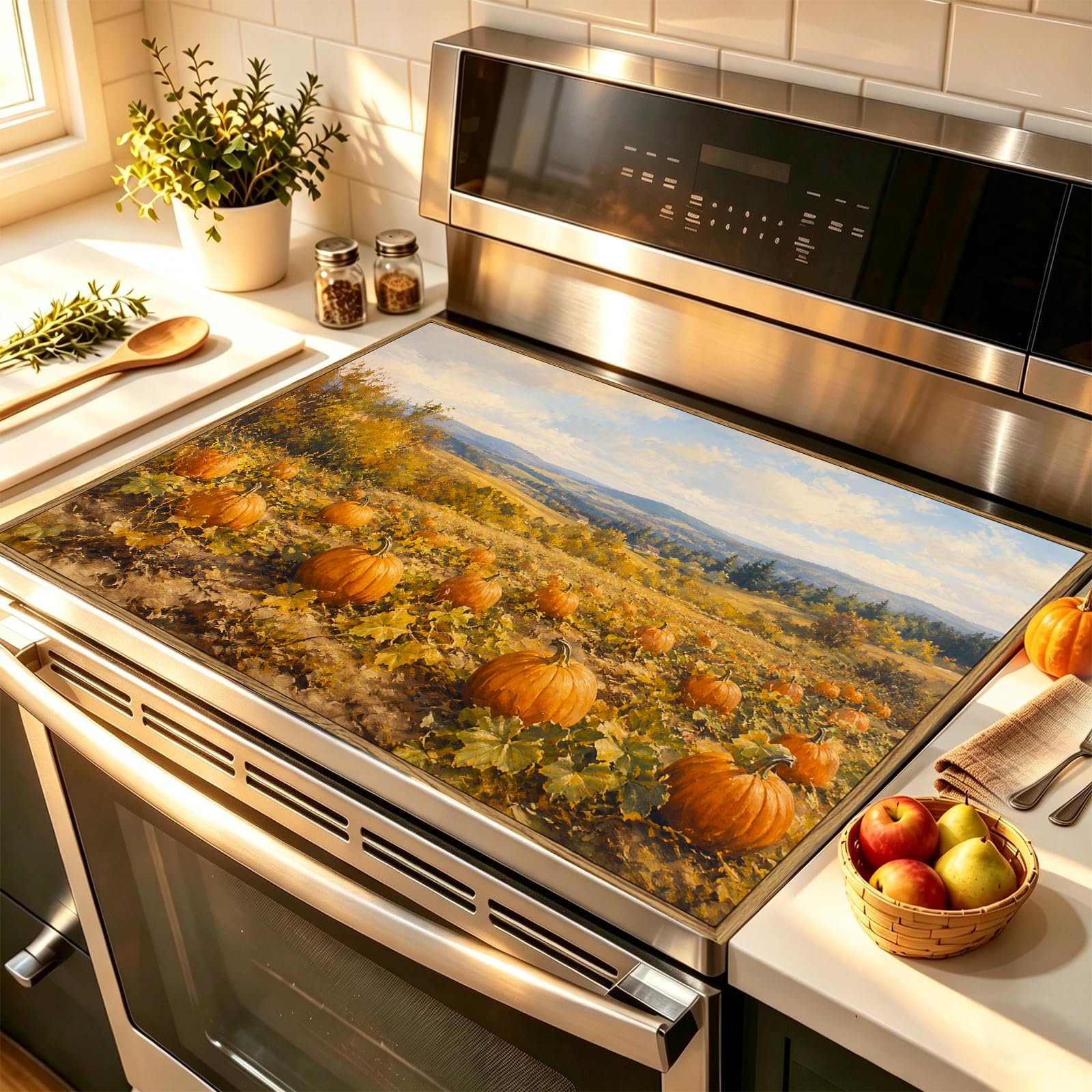 HOMETITUTE Pumpkin Farm Stove Cover 28x20 Diatomite Heat Resistant Mat
