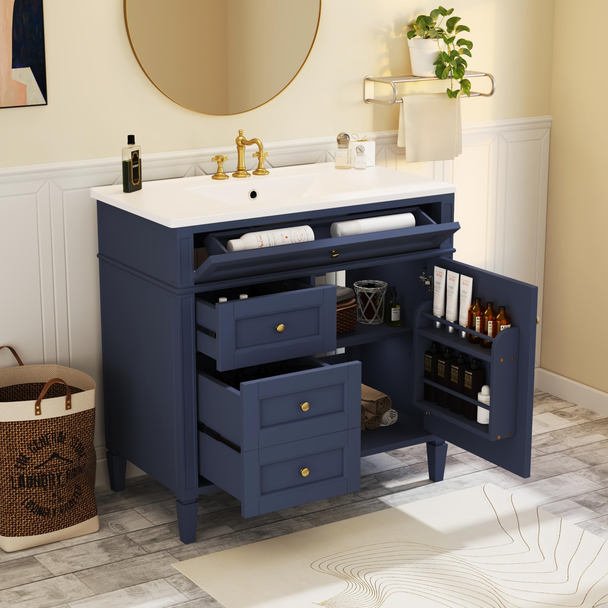 Amazon.com: Merax 36 Inch Bathroom Vanity with Sink Combo, Solid Wood ...