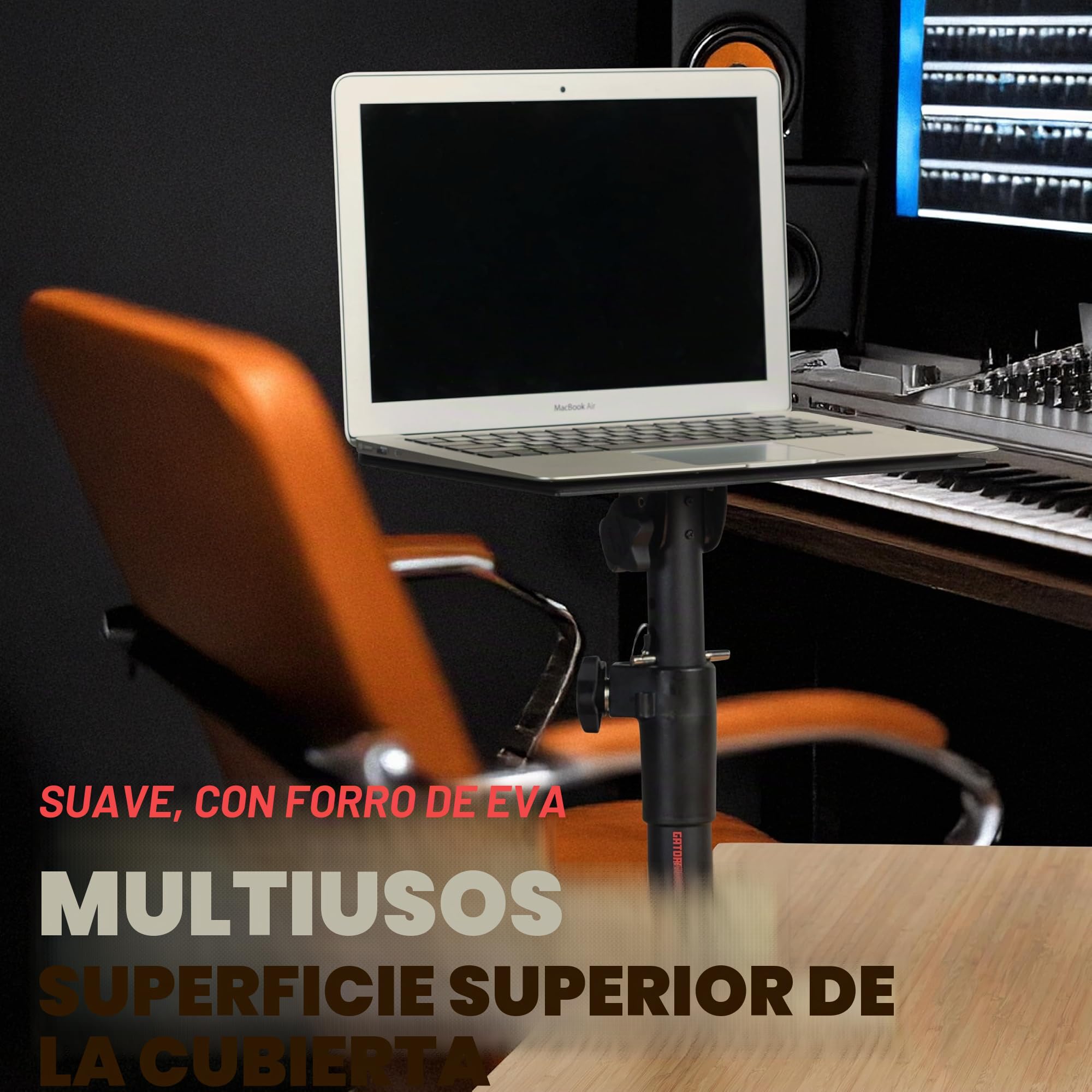 Gator Frameworks Soportes de Escritorio con Pinza para Monitor de Estudio y Altavoz con Superficie Acolchada de Espuma EVA, ángulo Ajustable de 0° a 15° - Juego de 2 (GFWSPKSTMNDSKCMP)