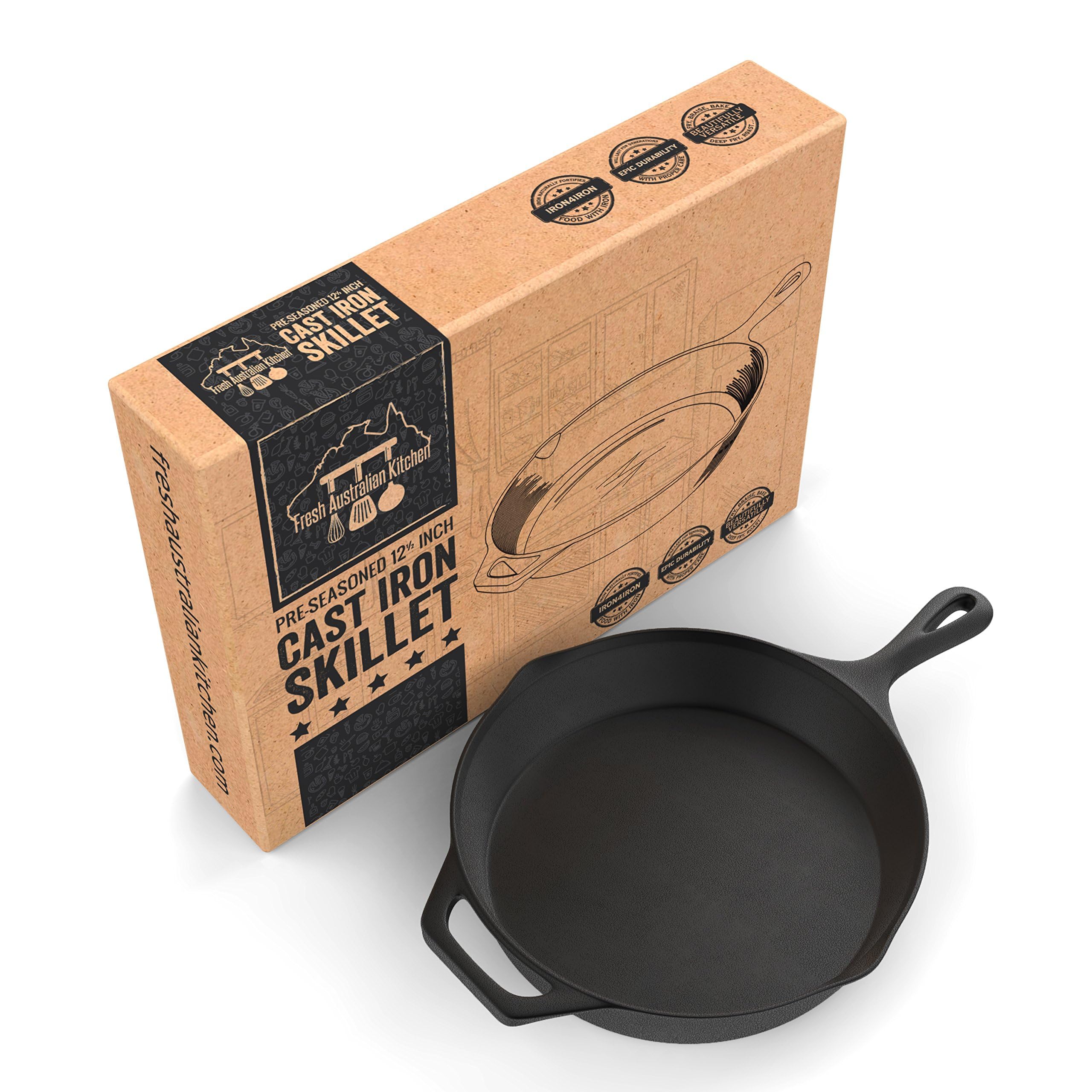 Fresh Australian Kitchen 12.5" Cast Iron Skillets Nonstick