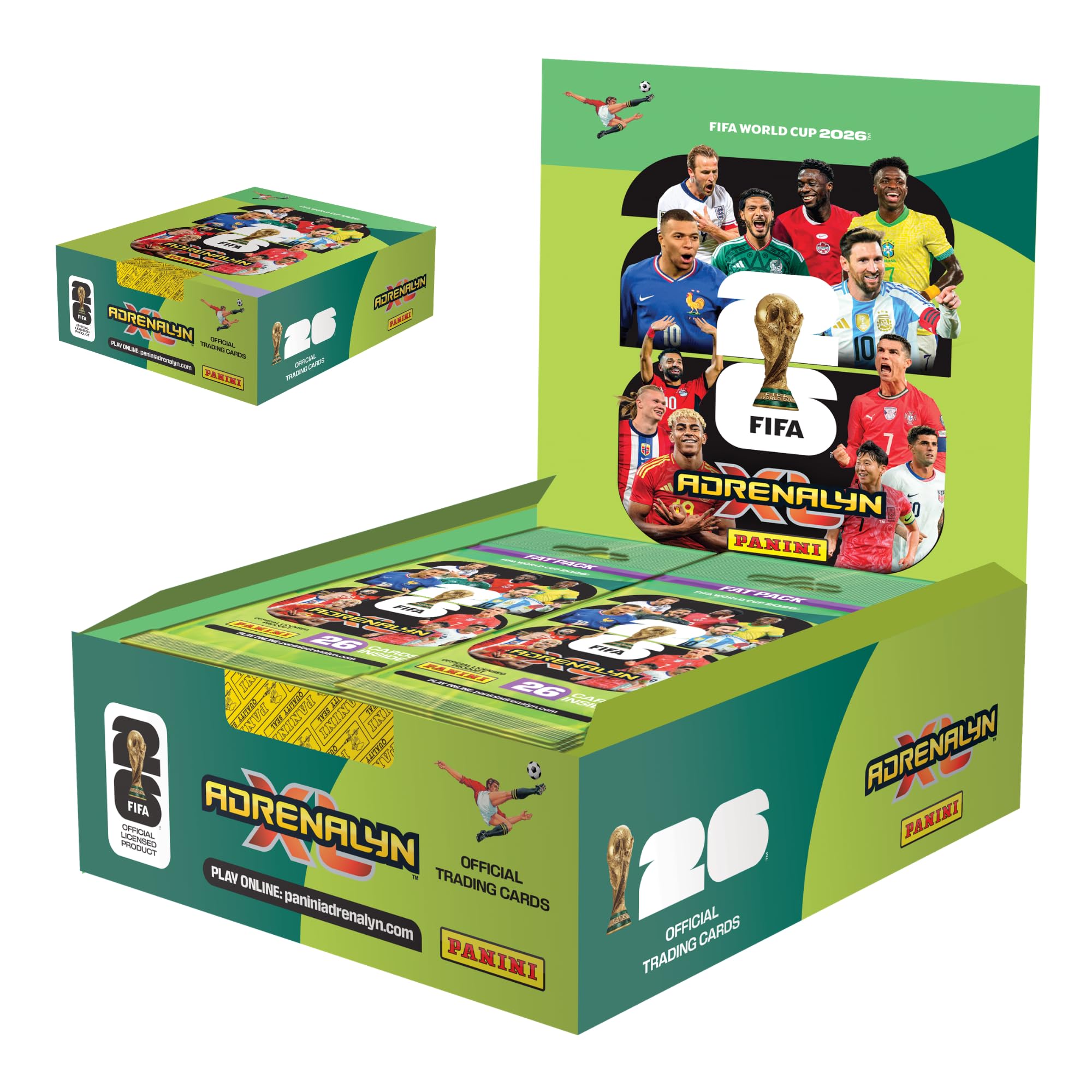 Panini Adrenalyn XL FIFA World Cup 2026 - Confezione da 10 carte da collezione ufficiali da calcio - Fat Box