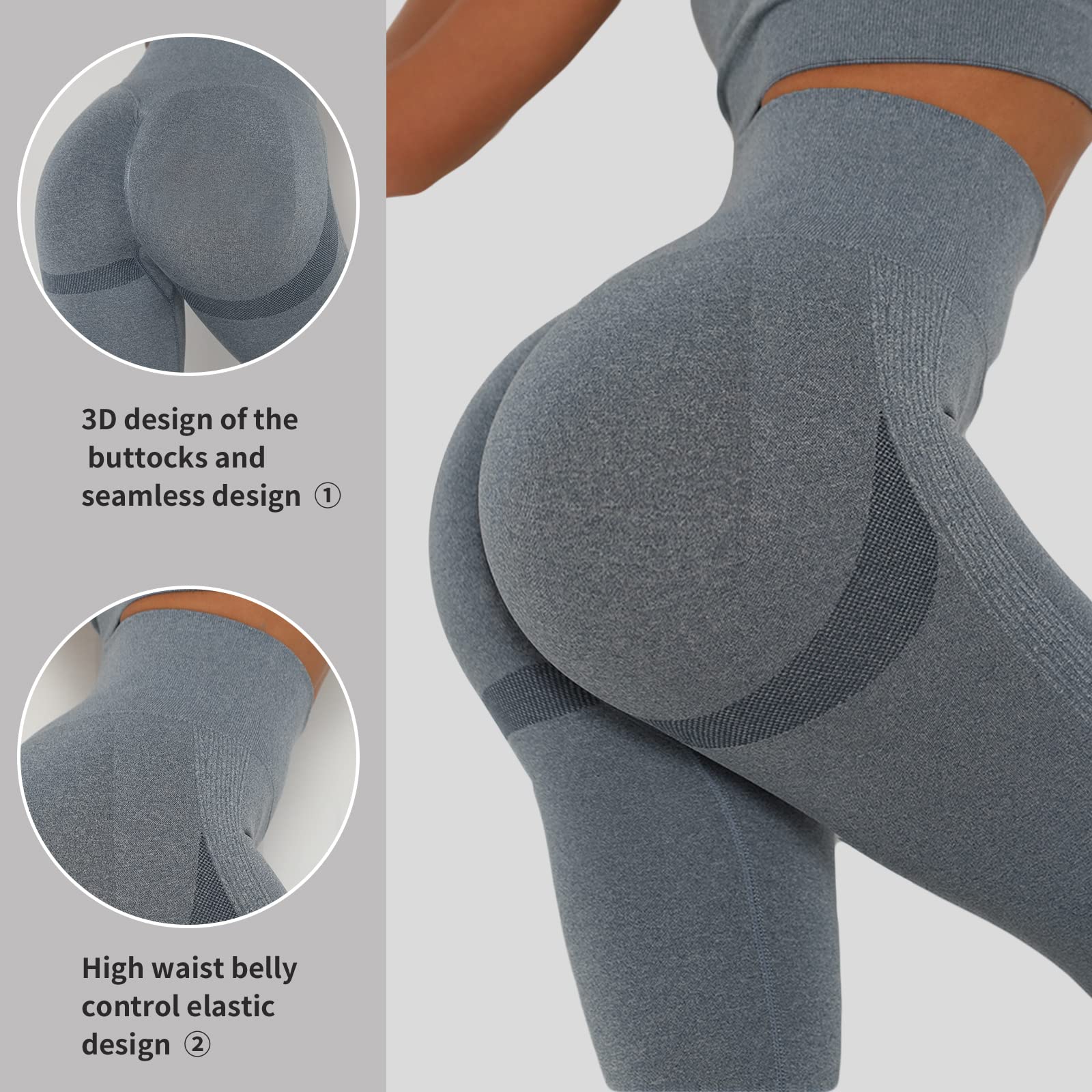 Merlvida Leggins Sportivi Donna Vita Alta Leggings Push Up Pantaloni Palestra Controllo della Pancia Anticellulite Pantacollant Opaco Elastici Tuta Collant Abbigliamento Sportivo Donna Yoga Fitness