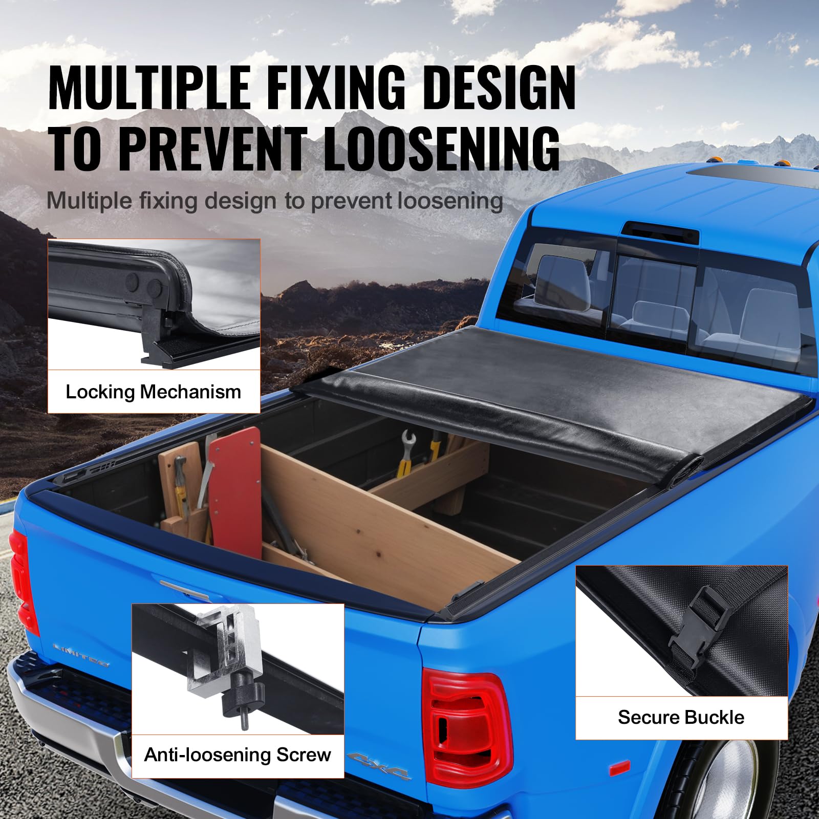 Kikito Vinyl Soft Tri-Fold Truck Bed Tonneau Cover for 2015-2025 Ford F-150 5.5ft (67.1in) Bed
