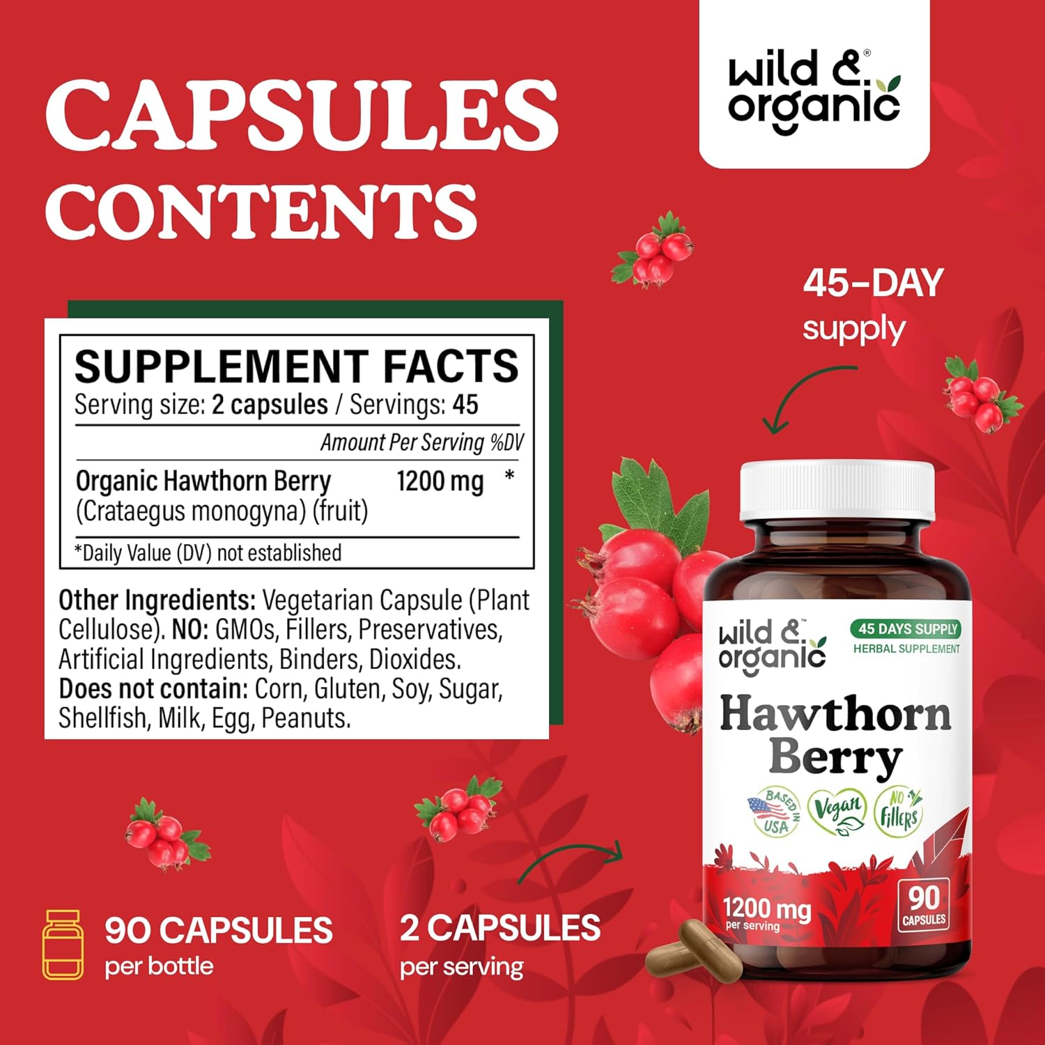 Wild & Organic Arjuna Bark 90 Capsules & Hawthorn Berry 90 Capsules