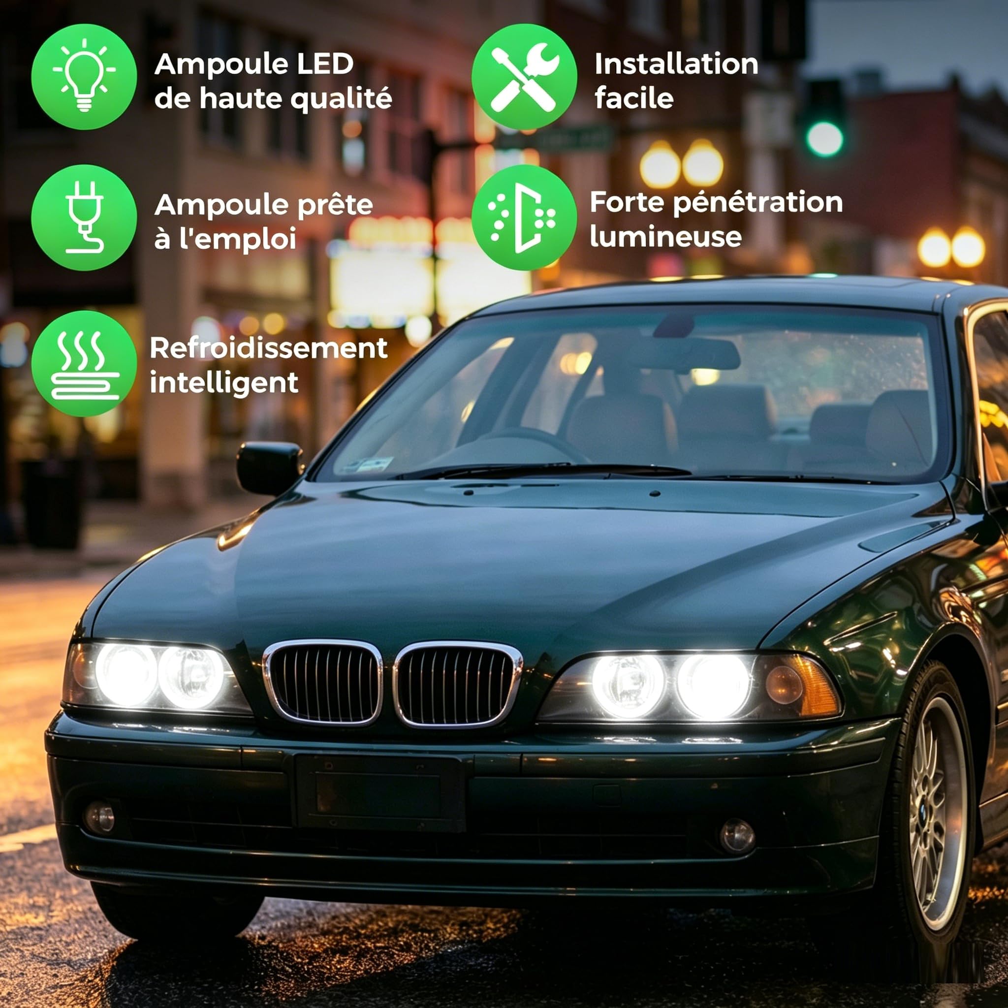 Baceyong 2 lampadine LED Angel Eye, impermeabili, per luci di posizione Angel Eyes, compatibile con BMW E87 E39 E60 E61 E63 E65 E83, 6312694048, 63126916097, 63126929309 (bianco)