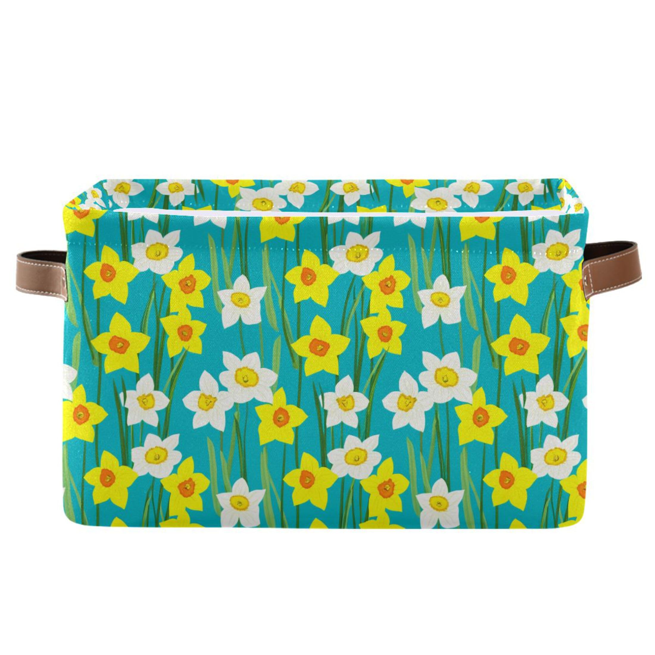 Panier à linge cubique fleurs de jonquille bac de rangement jouets et boîte tissu vêtements