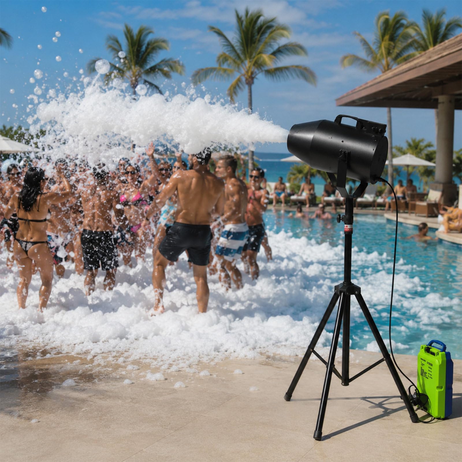 QJJML Party Foam Machine 1000W - Portable Foam Cannon with Wide Coverage - 20㎡ Foam Area 2-3m Spray Range,Cordless Foam Cannon with 16000mAh Battery,for Parties Carnivals Weddings Events