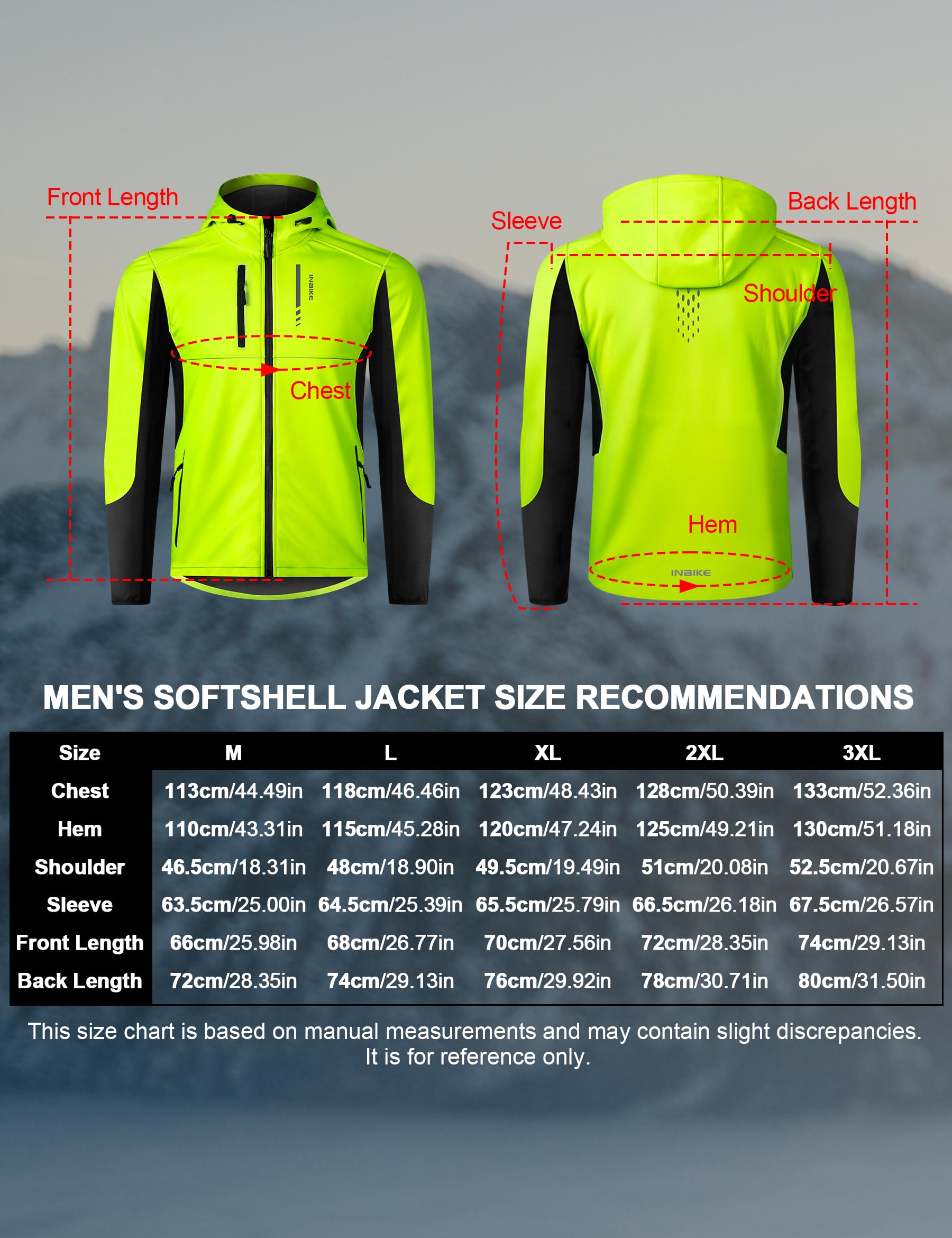 INBIKE Veste de Cyclisme d'Hiver Homme pour VTT Randonnée et Course Coupe-Vent Chaude Doublée En Polaire Avec Capuche À Visière Ajustable HC308