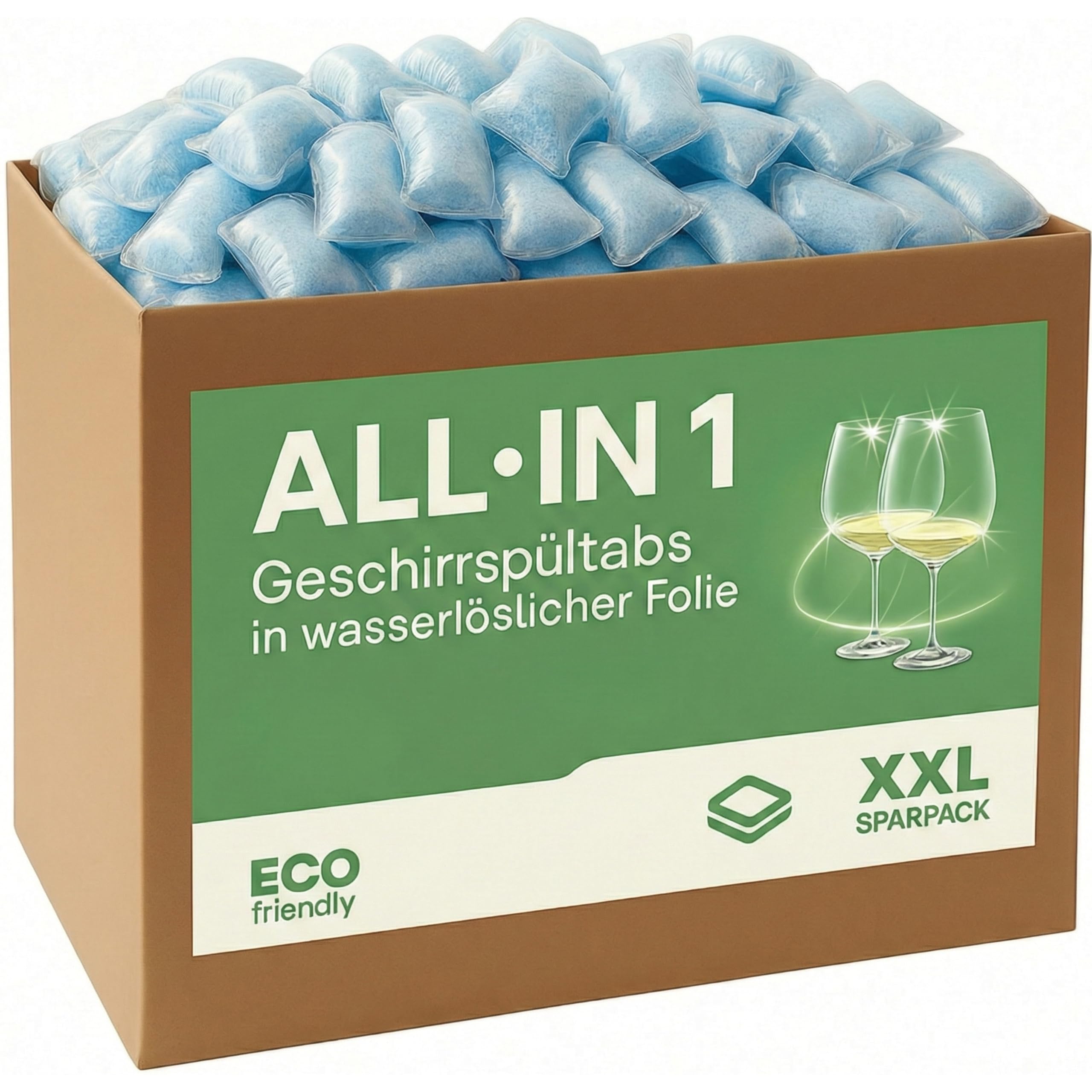Cleanerist | 1.100 Spülmaschinentabs in Großpackung (20 kg) – All-in-1 Box Geschirrspültabs in wasserlöslicher Folie – Reiniger kompatibel mit allen Maschinen - umweltfreundliches Pulver
