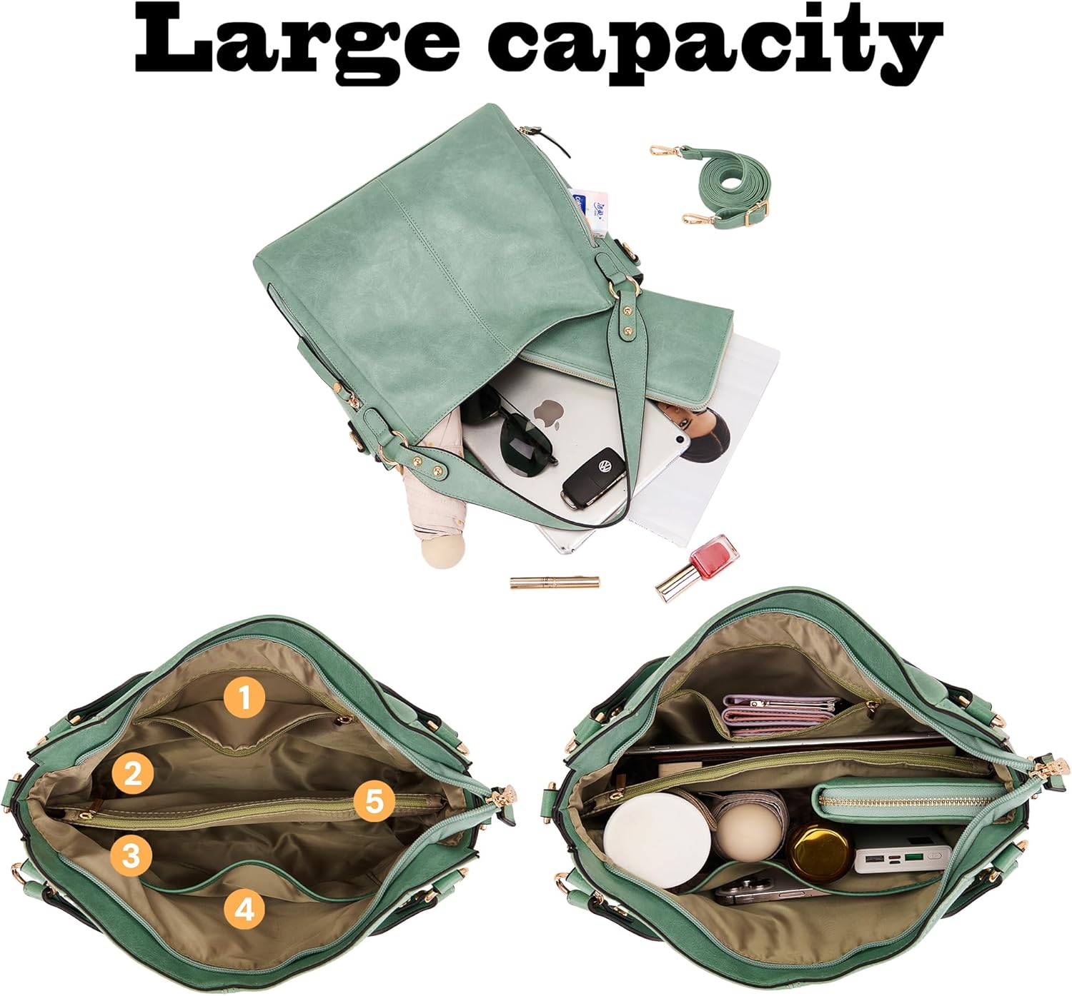 Women's Hobo Handbags Crossbody Bags Ladies Tote Shoulder Bags Purses and Wallet Set 2pcs