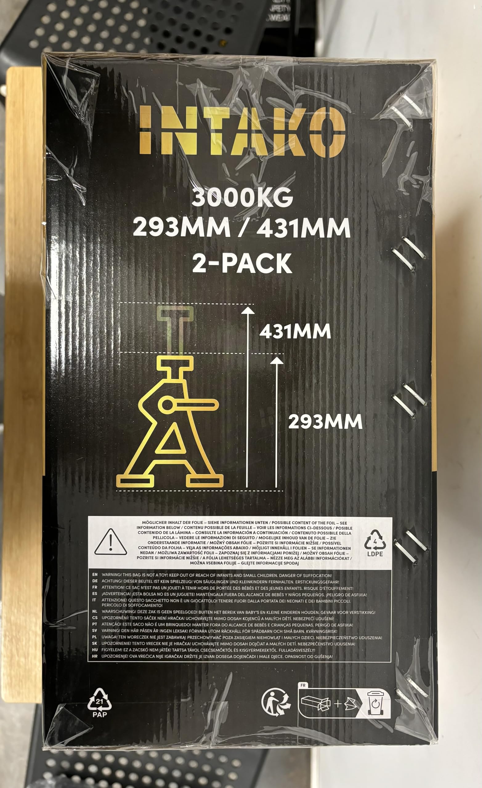 Cavalletti per auto 3T con gomma - set da 2 pezzi - Tuv G resistente per officina