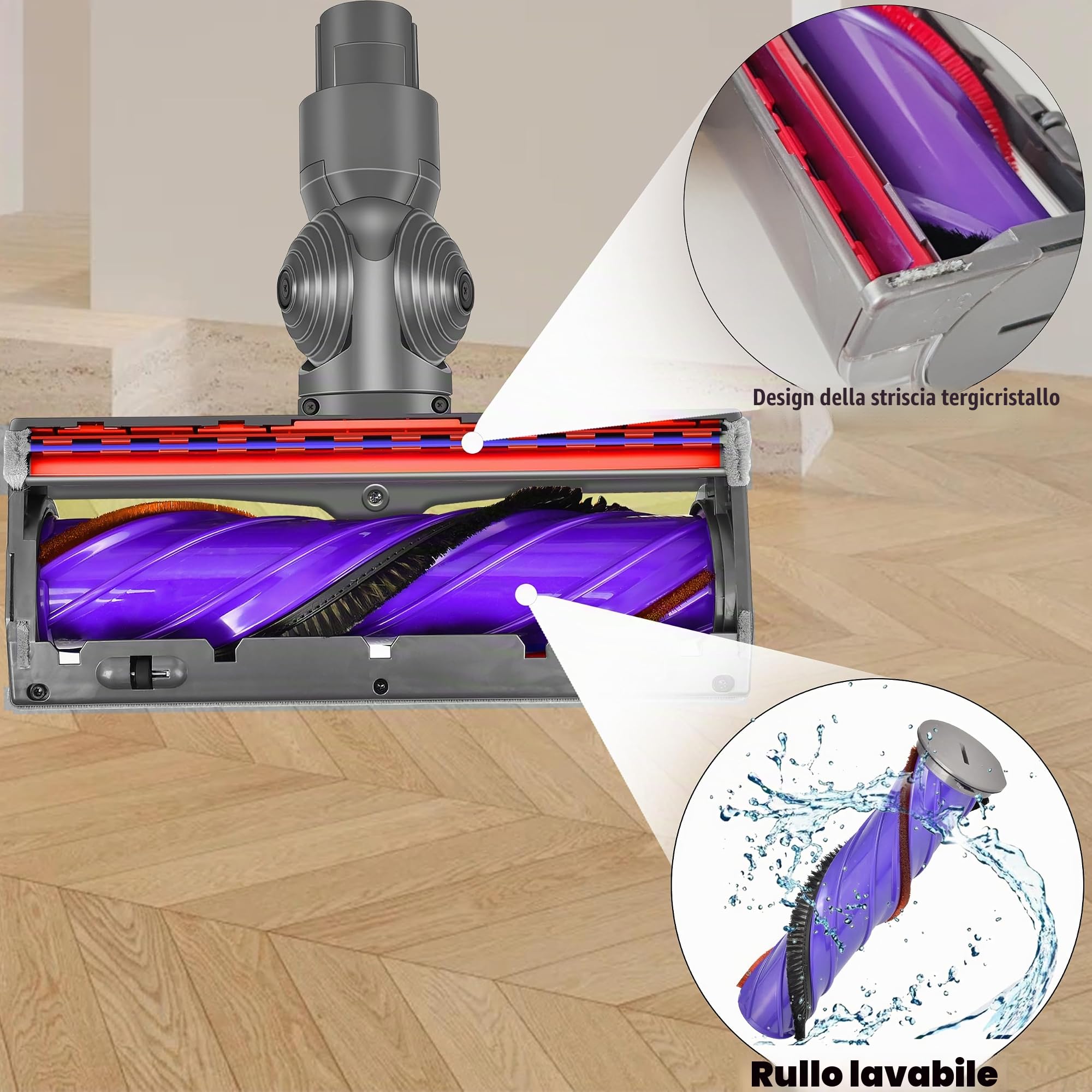 Spazzola di Ricambio compatibile per Dyson V6 DC62 DC58 DC59 Rullo adatto per Tappeti e Pavimenti Duri, Facile Rimozione Peli e Capelli