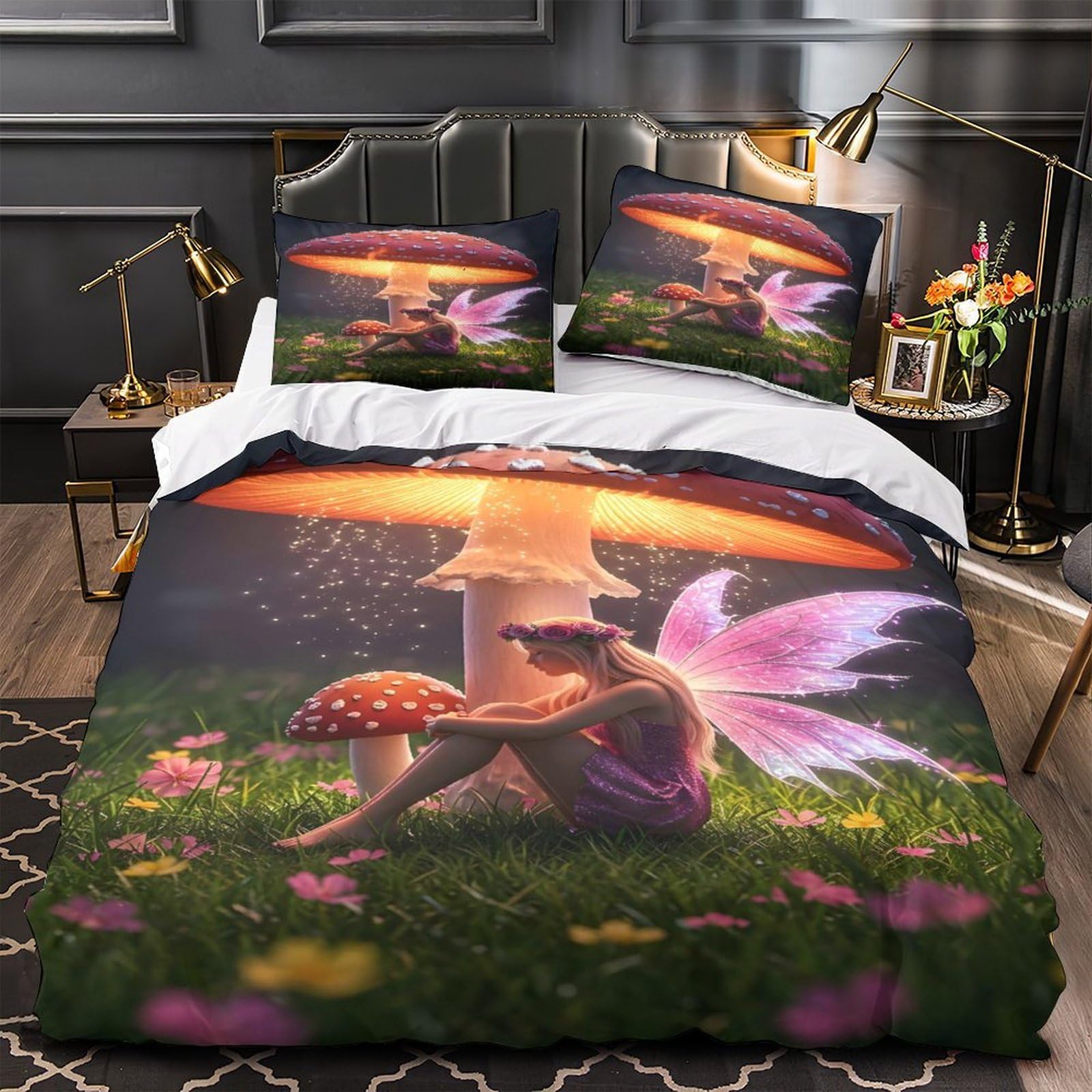 Housse de couette fée hypoallergénique anti-acarien lit enfant 3D