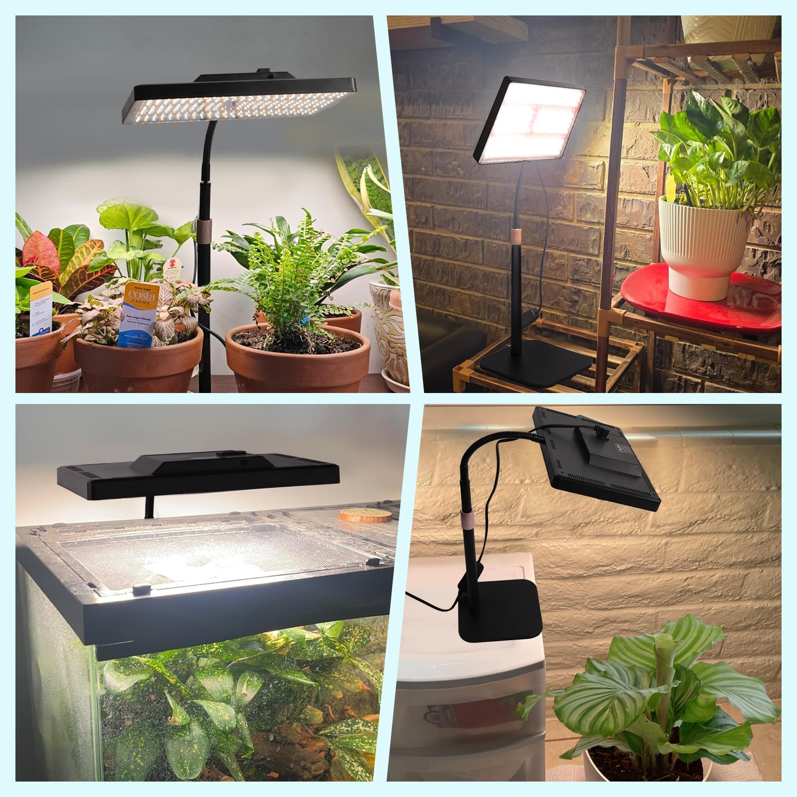 Railee Lámpara de Plantas Lámpara de Cultivo 286 LEDs de Espectro Completo Regulable con UV-IR Luz de Crecimiento con Temporizador Luz para Plantas de Interior Altura Ajustable