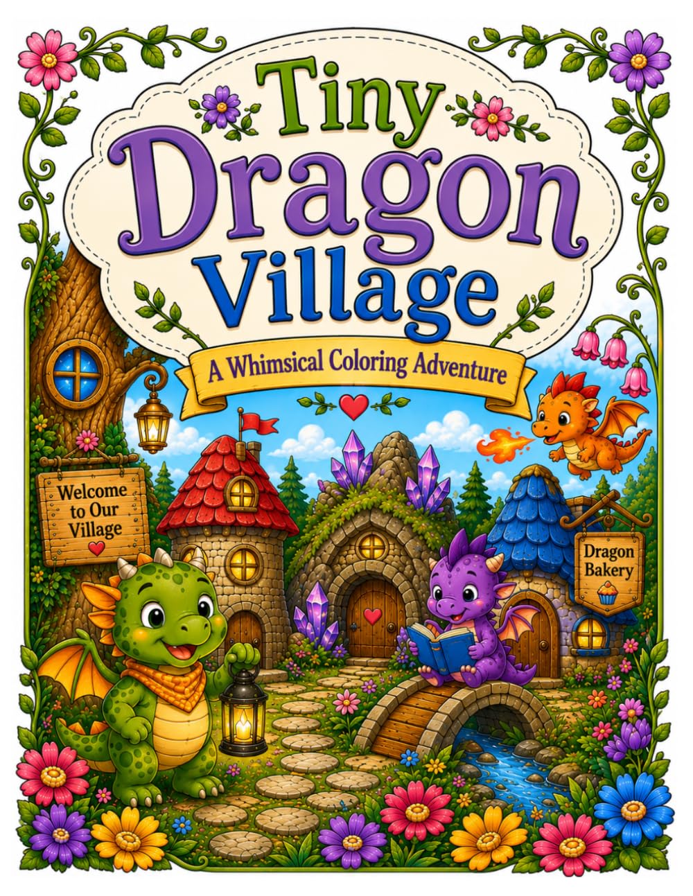 Tiny Dragon Village: A Whimsical Coloring Adventure (Tiny Villages Coloring Adventure)