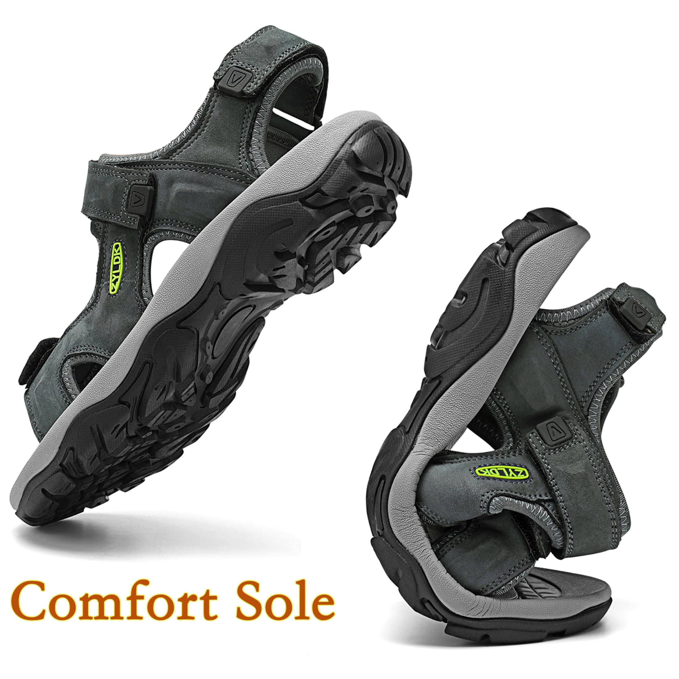 Sandale Homme Cuir Été Bout Ouvert Sandale de Sport Été Extérieur Chaussures de Sport d'eau Plage Confortable