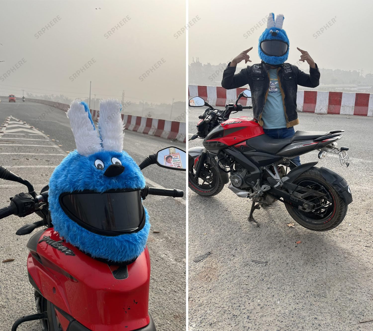 Model R3 Motorcycle Helmet Funny Bunny Cover Rabbit Sky Blue-image-35