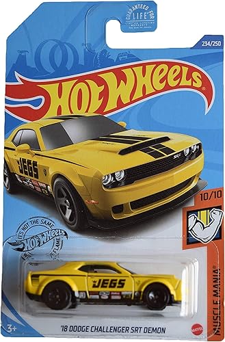Hot Wheels Dodge Challenger SRT Demon, amarillo 234250 Muscle Mania 1010