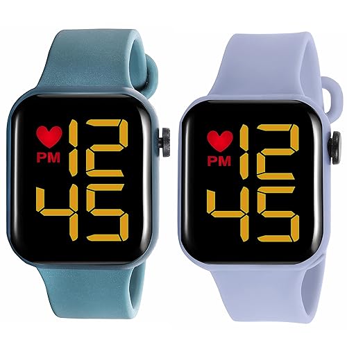 Kytsch Square Dial Digital Watches Combo For Boys LED Lights Watch Kids Children Pack of 2