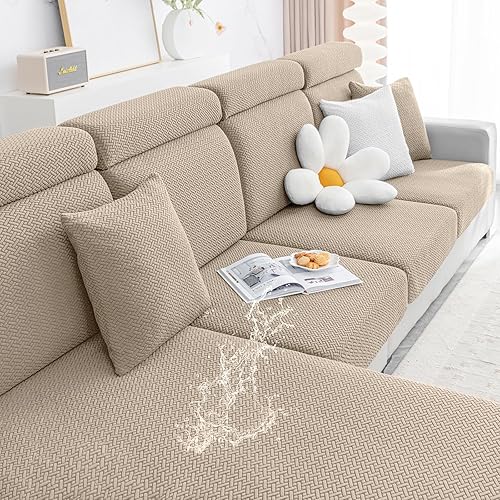 Miniatura 1 de Smiry Fundas de cojín impermeables para sofá, fundas de cojín elásticas de jacquard grueso, funda de asiento lavable, protector elástico de muebles