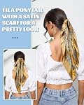 35” Grande écharpe de tête satinée carrée - 3Pcs Echarpes de cheveux satinées en soie Bandana Echarpe de plage Headscarf Soie Feeling Echarges pour femmes