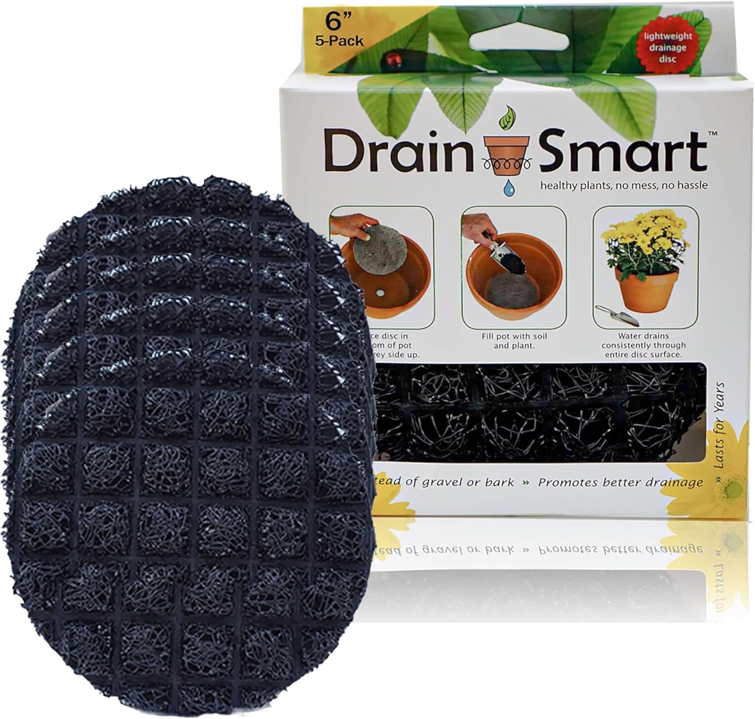 Drain Smart 3D mesh drainage insert discs for planters