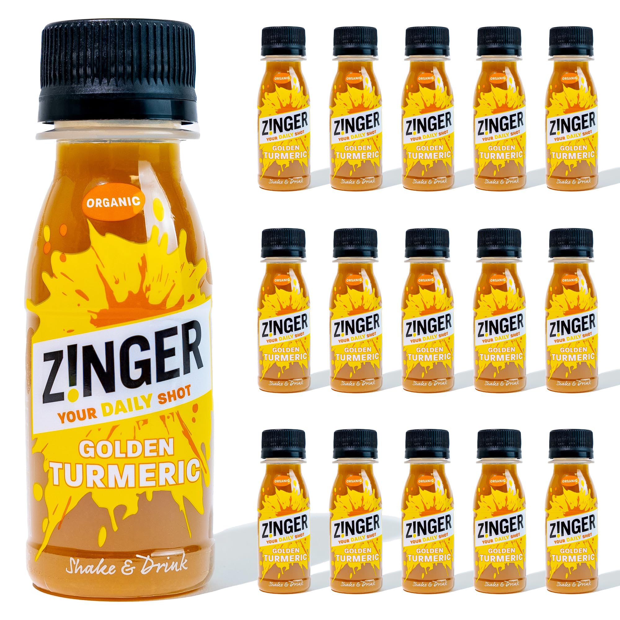 ZINGER - Golden Turmeric Shot Made with Raw Pressed Turmeric Juice for a Gentle zing and Fresh flavour (15 x 70ml)