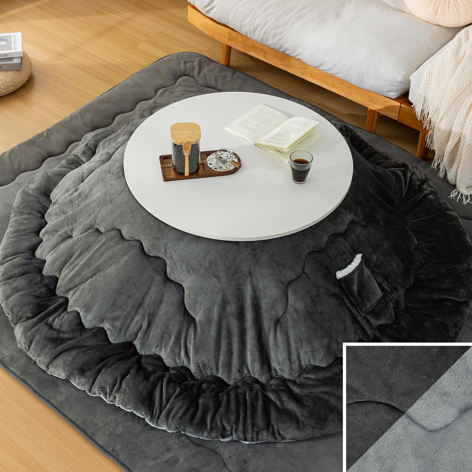 Amazon｜VK Living こたつ布団 丸型 単品直経205cm 中綿1.5kg 発熱綿