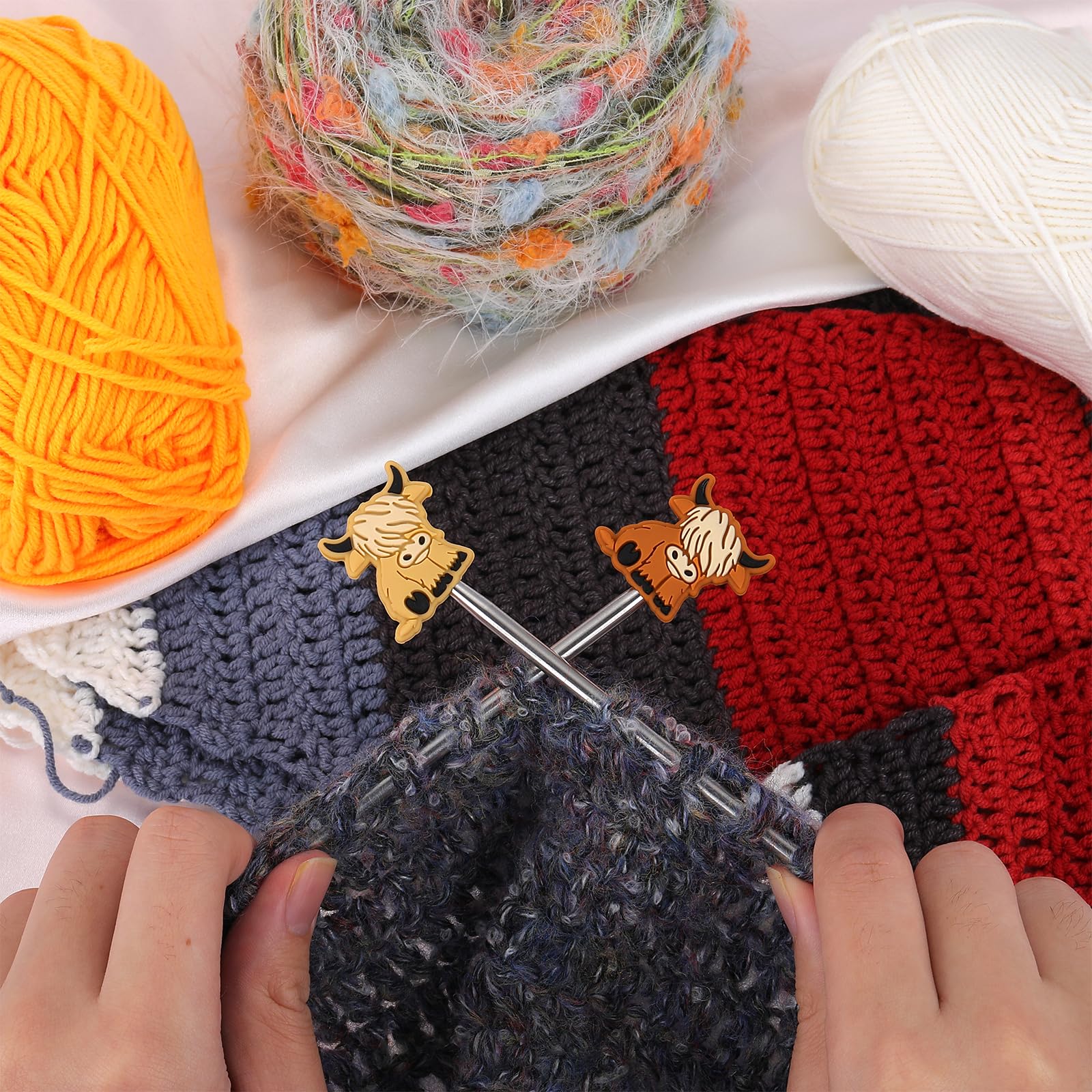 BEEFLYING 10pcs Knitting Needle Stoppers Ox Shape Knitting Needle Point Protectors Stitch End Caps for Knitting Supplies Accessories - Image 4