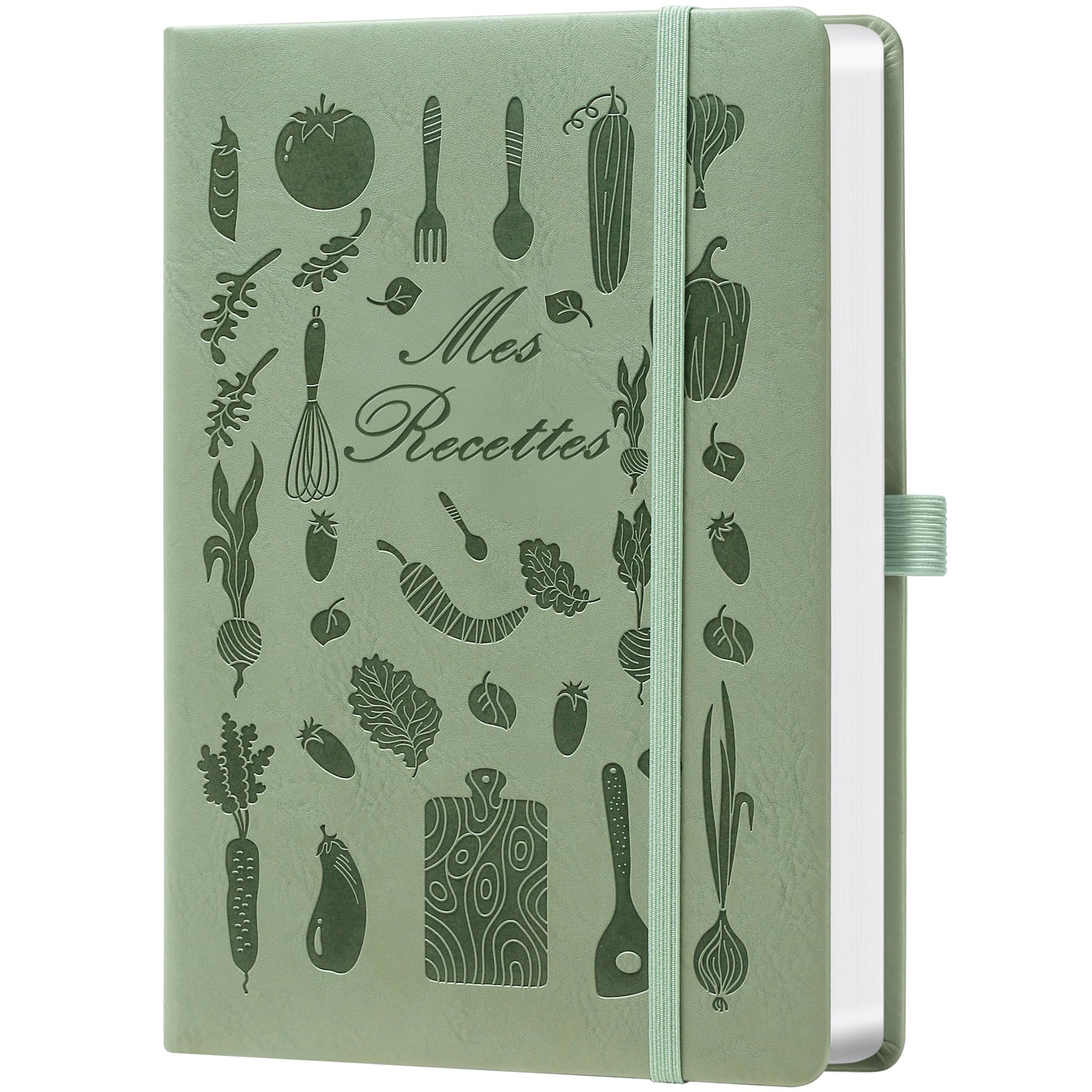 Carnet de Recettes à Remplir A5 – Livre de Recettes Vierge avec Index, Cahier de Cuisine Vert militaire