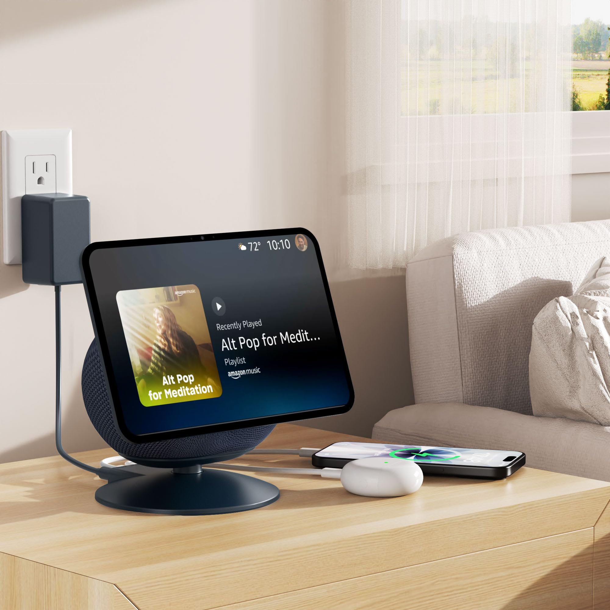 Soporte HomeMount para show 11, soporte de carga magnético ajustable con puertos USB-C y USB-A, base giratoria de 270°, compatible con show 11 y 2025 Show 8, para teléfonos y auriculares