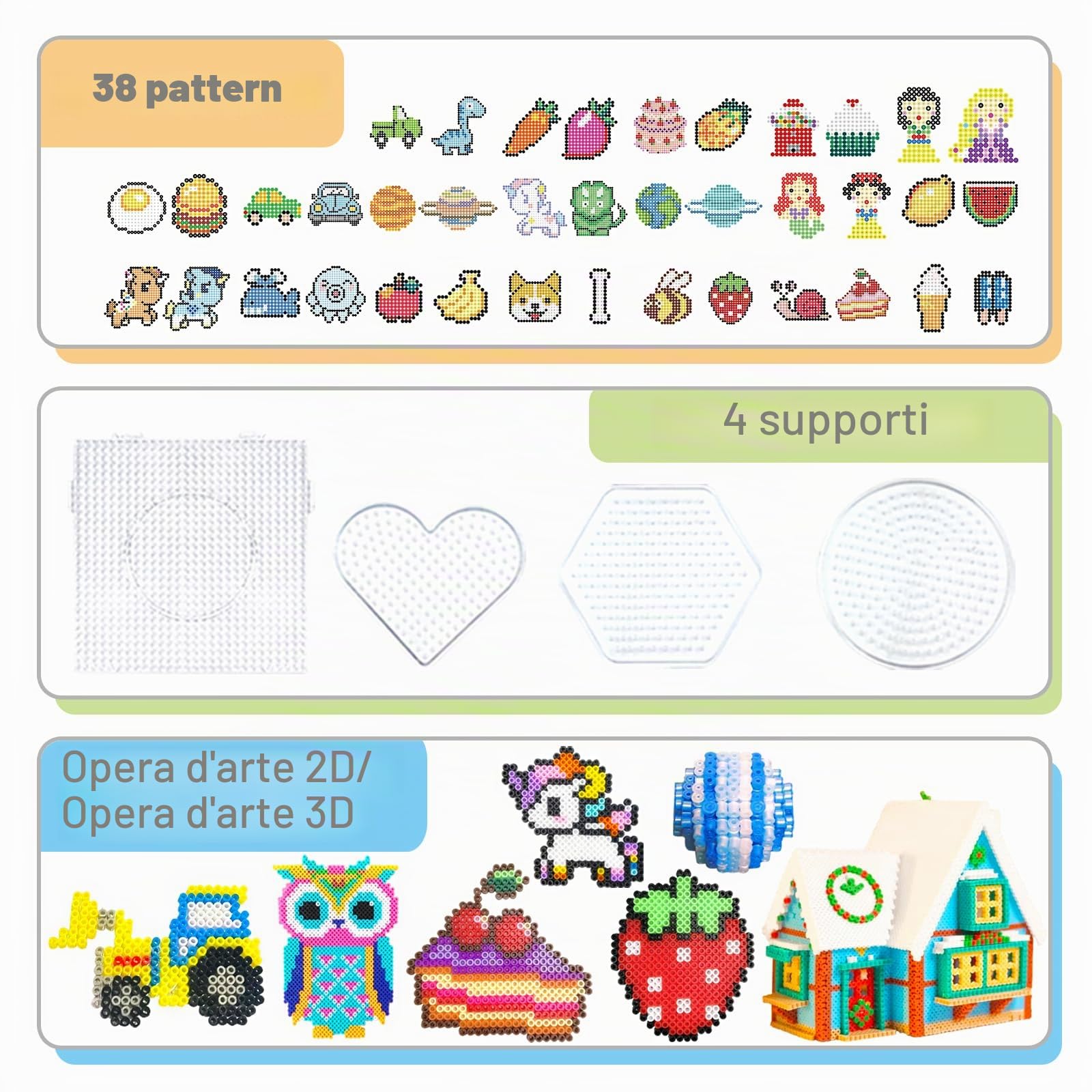 Set Perline da Stirare, 5MM 11000 Pezzi Perline a Fusione con Custodia, Pegboard, Guida Utente, Design gioielli, Decorazioni, Creativo Regali Compleanno Natalizio Fai-da-Te per Bambini (20 Colori)