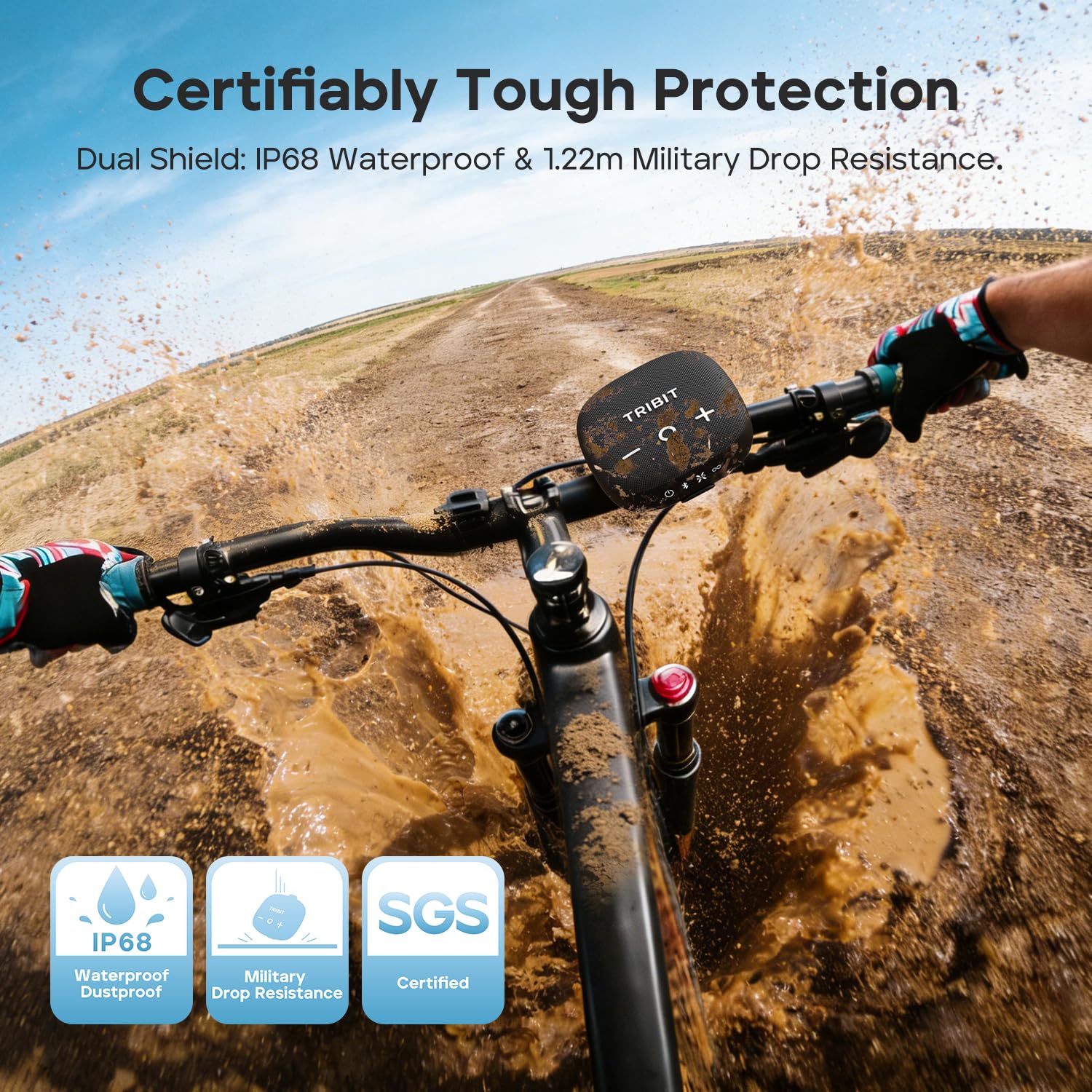 Tribit StormBox Micro 3 Portable Wireless Speaker with 13W XBass Sound, Bluetooth 6.0, 24H Playtime, IP68 Waterproof, TWS Pairing, Strap & Magnetic Mount for Bike/Golf/Outdoor Travel - 3