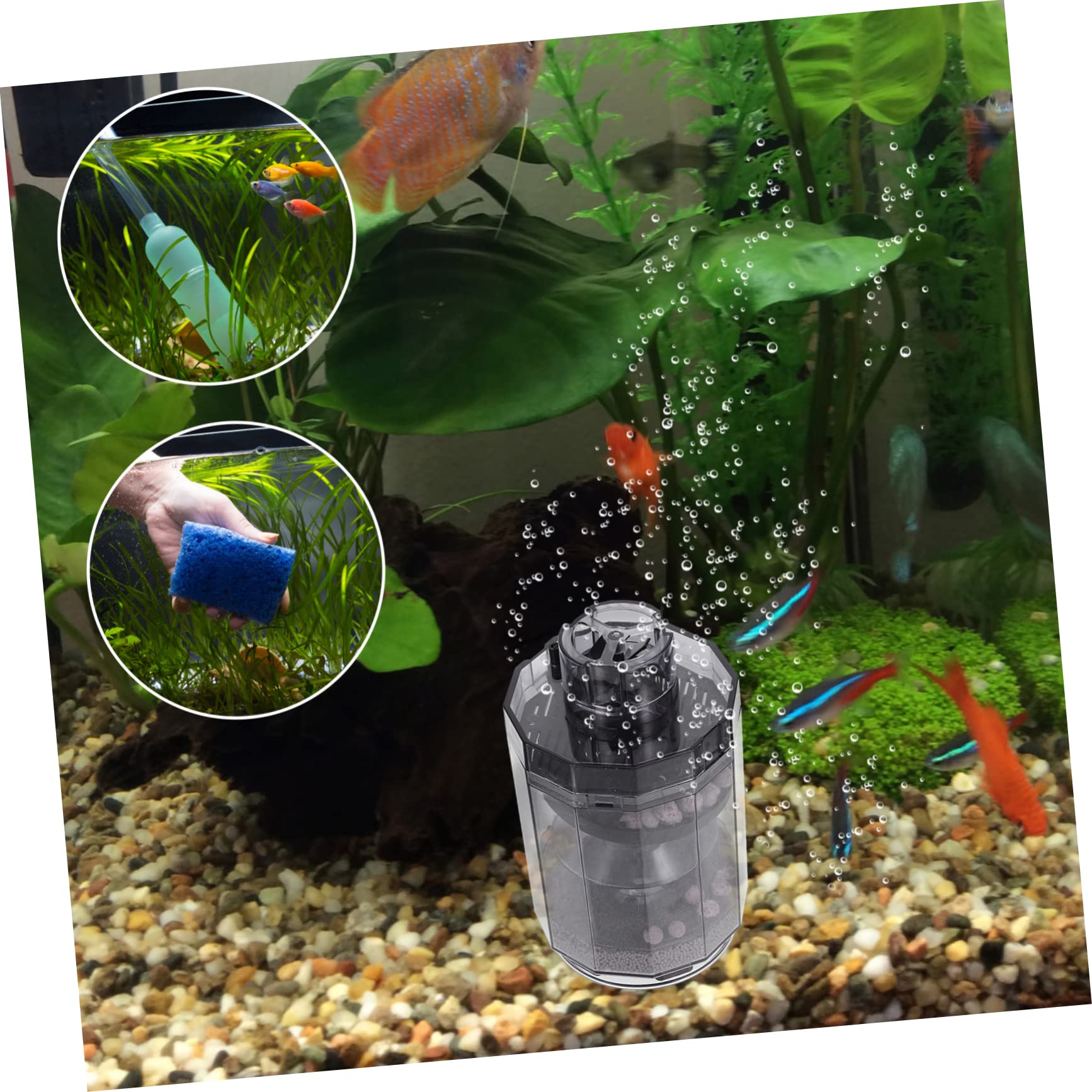 UKCOCO 5St Filter für Fischbecken Batterie Luftpumpe Aquarium Entferner Unterdrückung Nachfüllungen wasserwechsel sauerstoffpumpe Werkzeug Tank Wasserfilter Tankwäscher Abs Light Grey