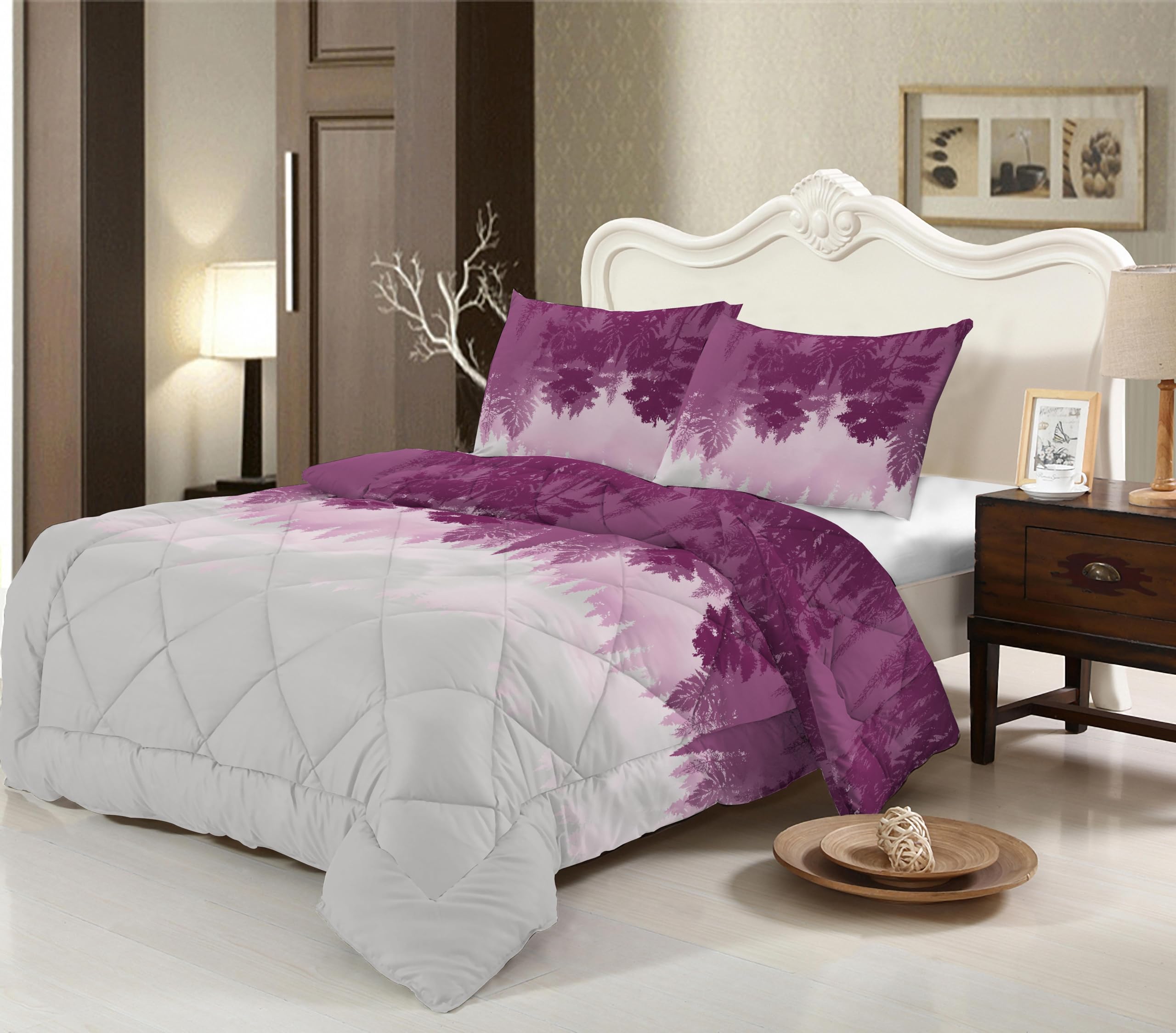 Edredón Nórdico para Cama 150 (250x260 cm) - Relleno de Fibra 250gr/m2, Diseño Estampado Reversible, Suave, Transpirable, Hipoalergénico, Ligero y Cálido para Invierno y Entretiempo (Michigan)