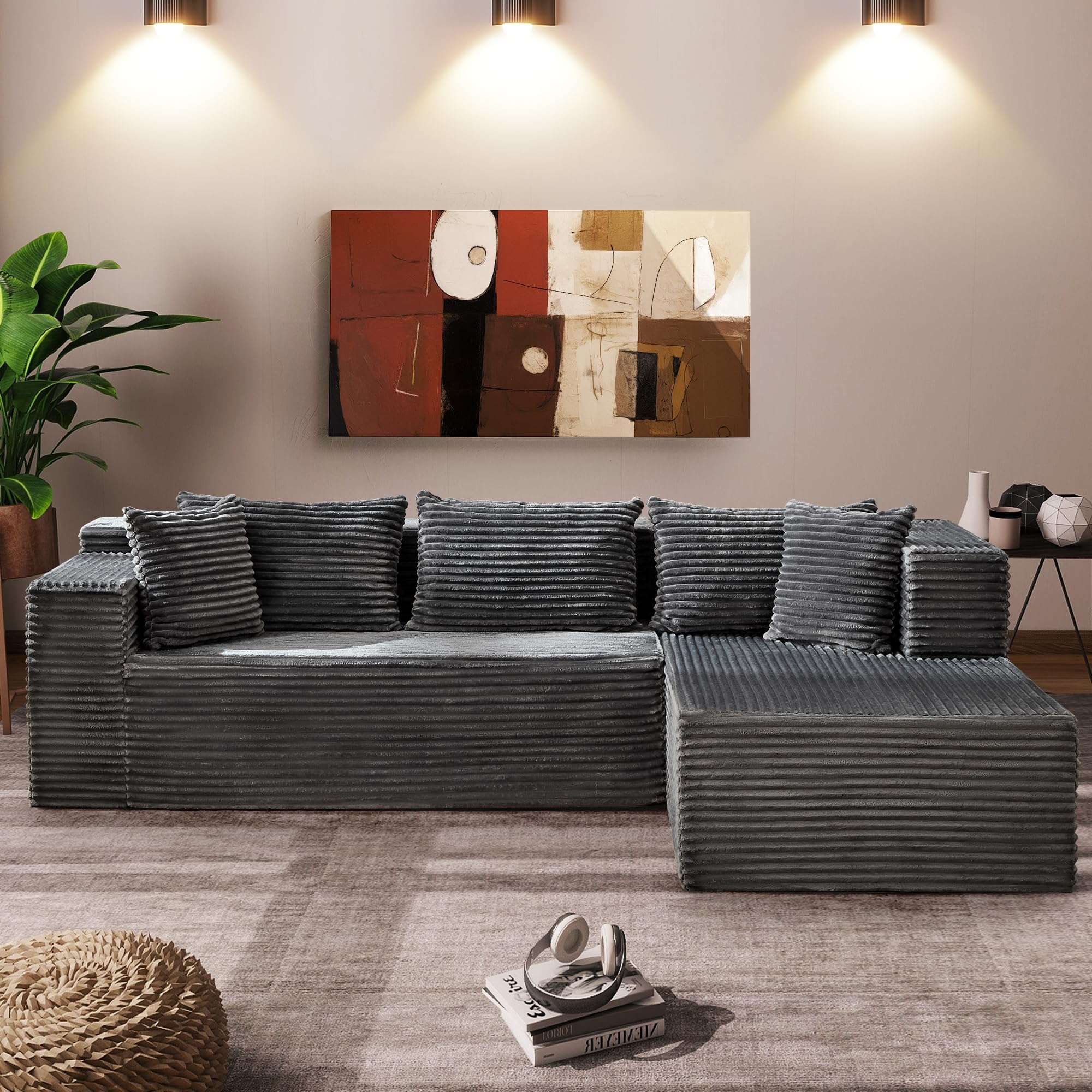 Garvee Modular Sectional Sofa Cloud Sectional Couch, 106" Comfy L Shaped Couches for Living Room,Oversized Sofa Sleeper with Deep Seat, No Assembly