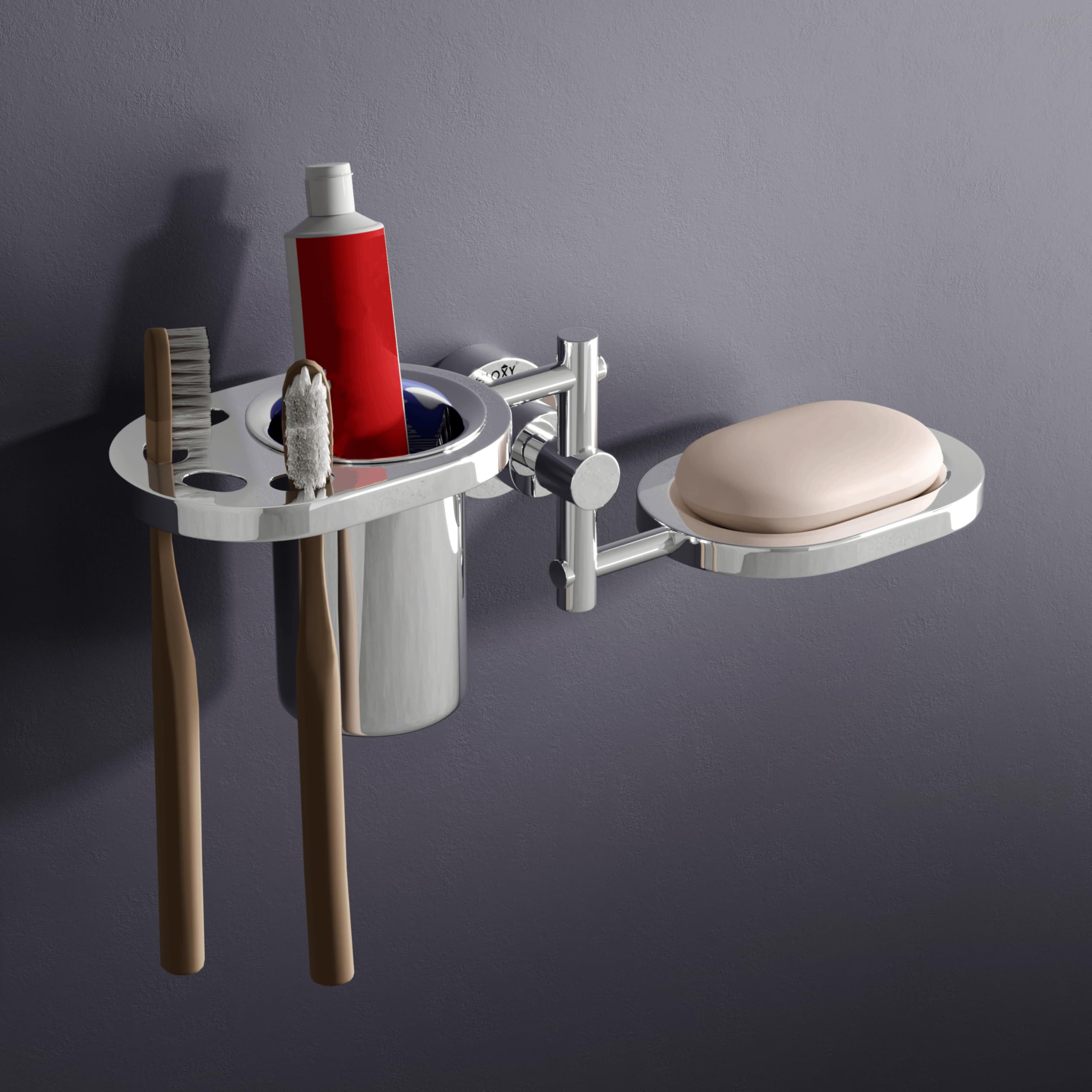 GLOXY Stainless Steel Soap Holder with Glass and Toothbrush Holder, Wall Mounted Bathroom Soap Dish, Bathroom Accessories, Rust-Resistant and Durable Design, Elegant and Modern Look-image-40