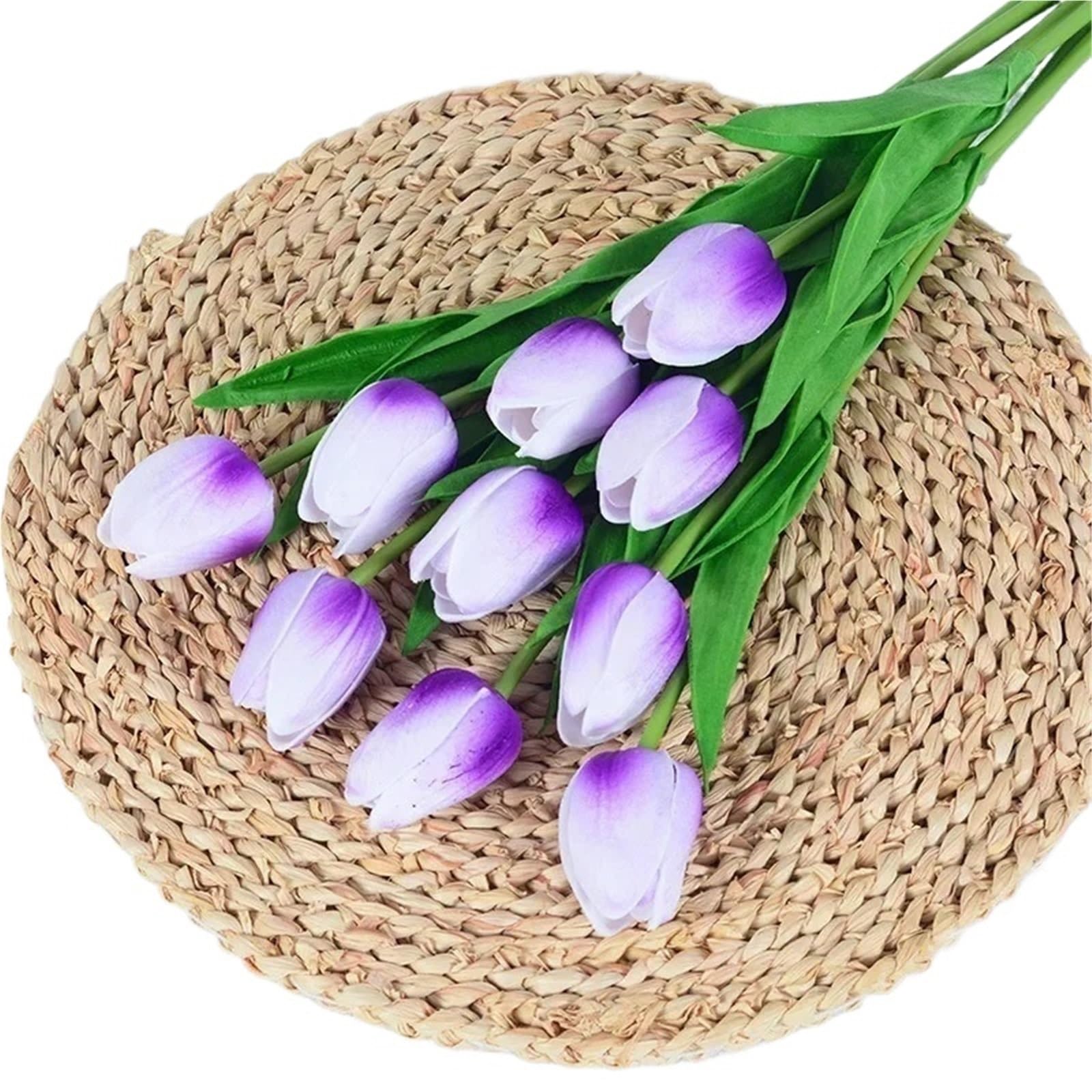 Dcrxz Artificial Flowers 10PCS Artificial Tulip Flower Bouquet Real Touch PE Foam Fake Flower for Wedding Decoration Flowers for Home Garden Decoraive(A-05)