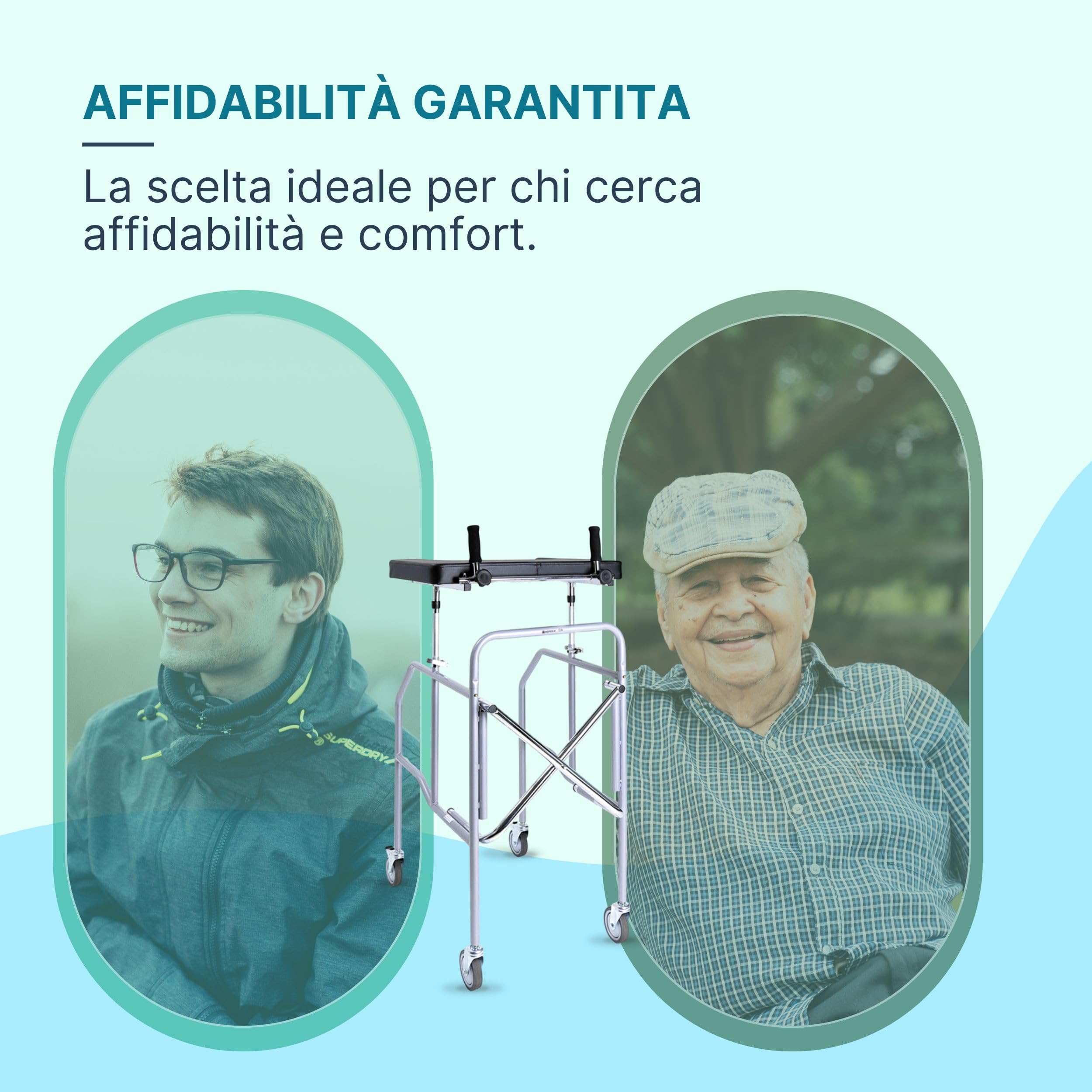 Deambulatore per Anziani - Girello - Deambulatore per Anziani 4 Ruote- Con Appoggio Antibrachiale a Tavolo