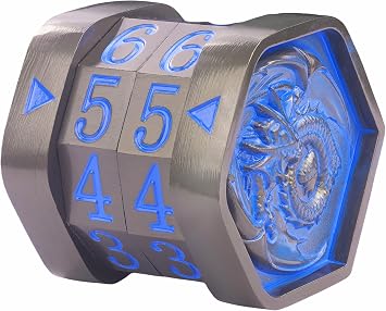 Metal MTG Life Counter, Life Counter MTG, Magic Life Counter Gift Box Packaging Suitable for Board Games, Card Games, Compatible with MTGs and TTRPGBlack Nickel_Blue