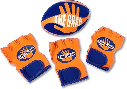 The Grab Football - Haz increíbles capturas con una mano, juego de atrapar y lanzar, incluye 3 guantes