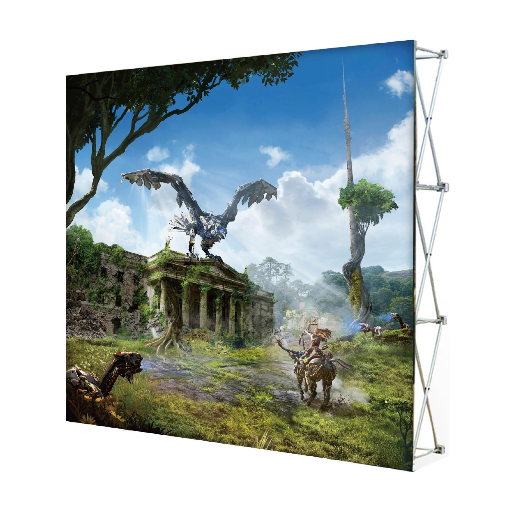 NEWSANDOR Portable Aluminum Alloy Scalable Tension Fabric Display Backdrop Banner Stand - Customized with Logo, Vibrant Colors - Ideal for Trade Shows, Conferences, Weddings, and More!