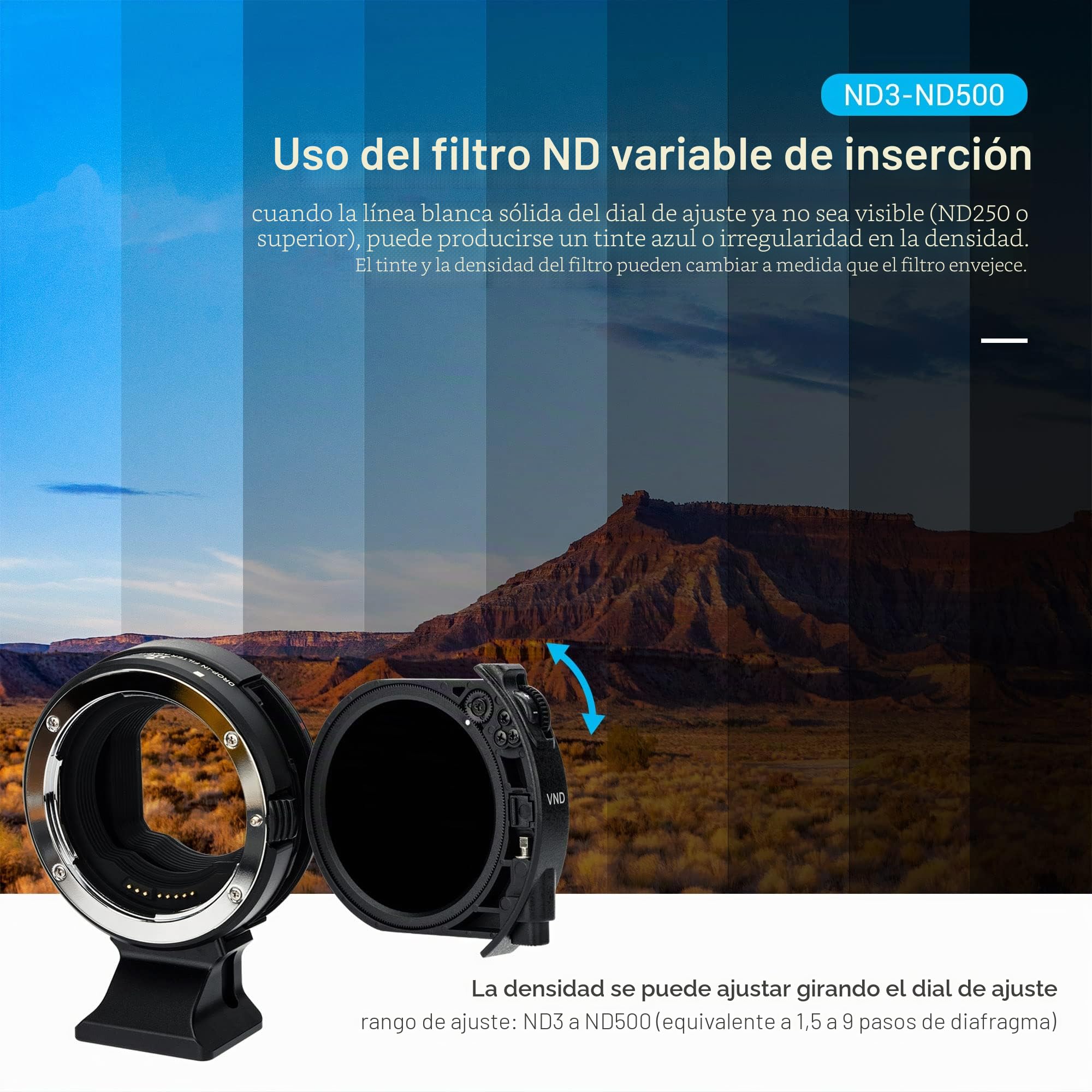 JJC Adaptador de Montaje de Lente de cámara sustituye al Adaptador de Montaje de Filtro Canon Drop-In EF-EOS R - con Filtro de inserción C-PL+NDV para Canon EF/EF-S DSLR Lente