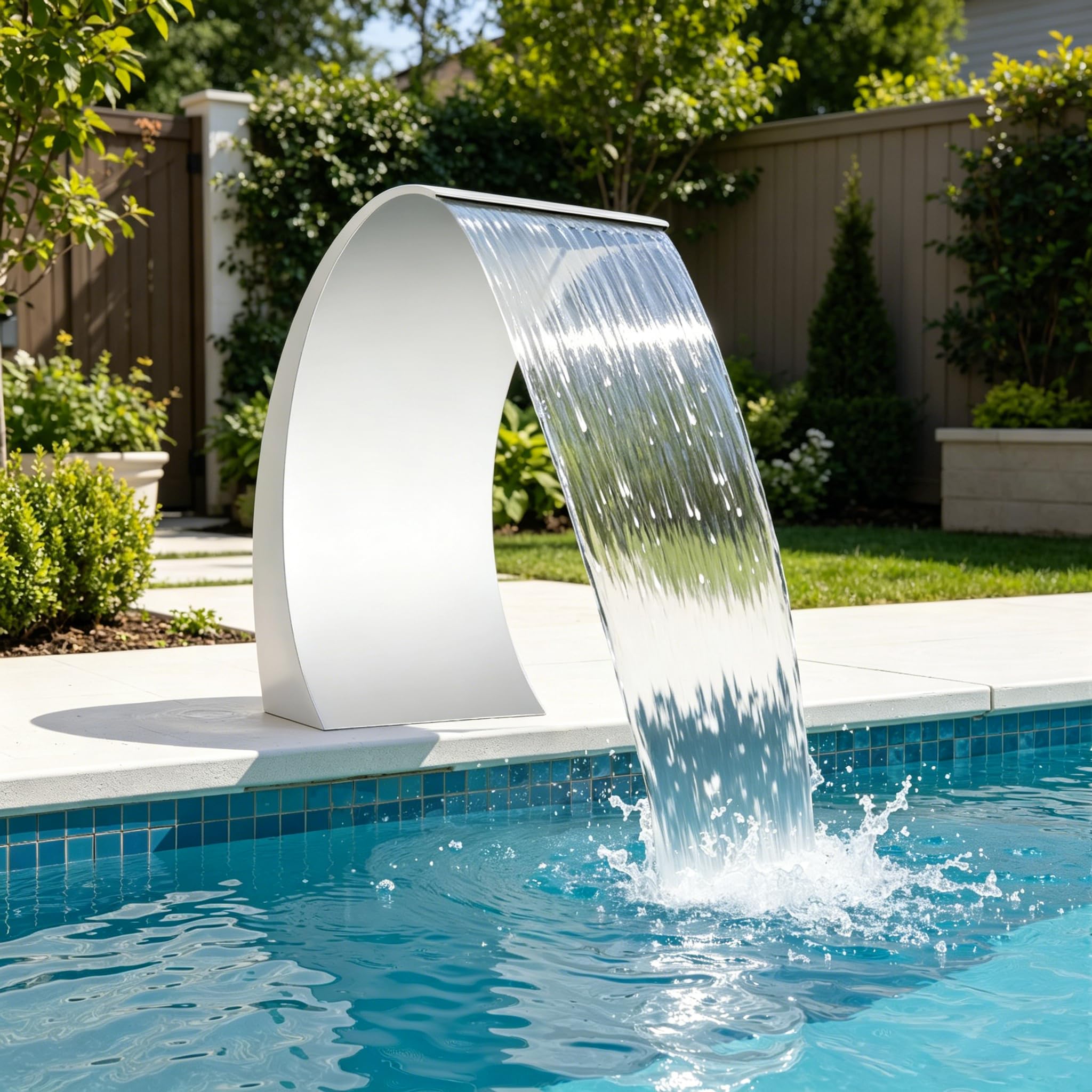 Cascade de piscine en acier inoxydable - 30 x 60 cm - Pour jardin, terrasse, extérieur