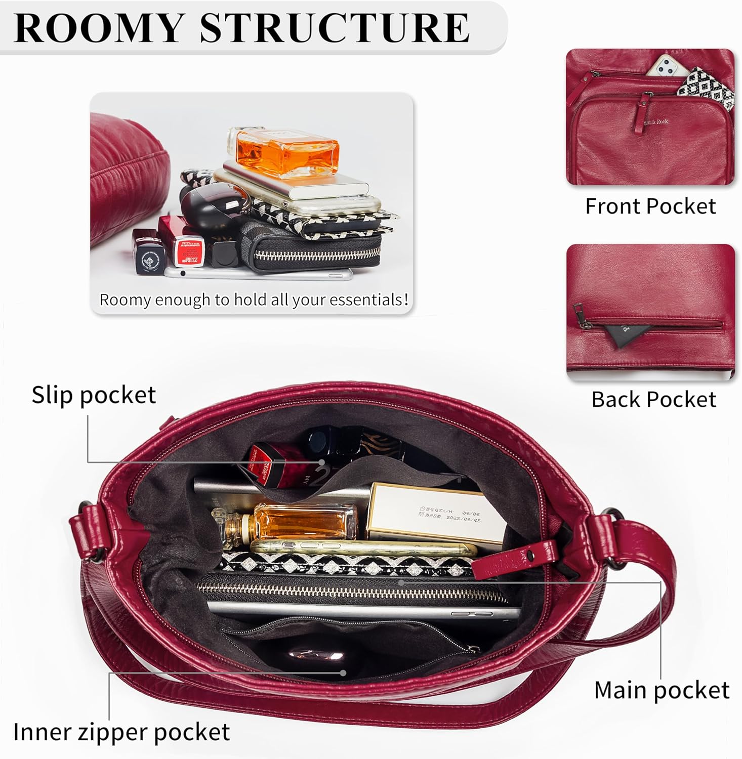 Crossbody Purses for Women Soft Vegan Leather Cross Body Handbag Lightweight Medium Shoulder Purse Travel Casual Bag - Image 4