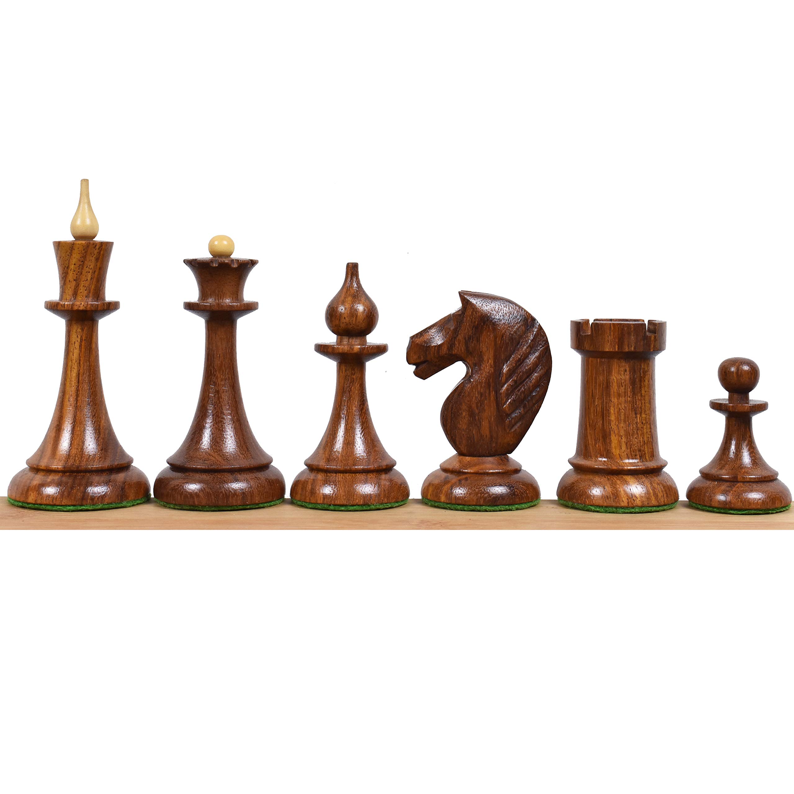 RoyalChessMall zestaw figurek szachowych z lat 50., złote drewno różane, 10 cm