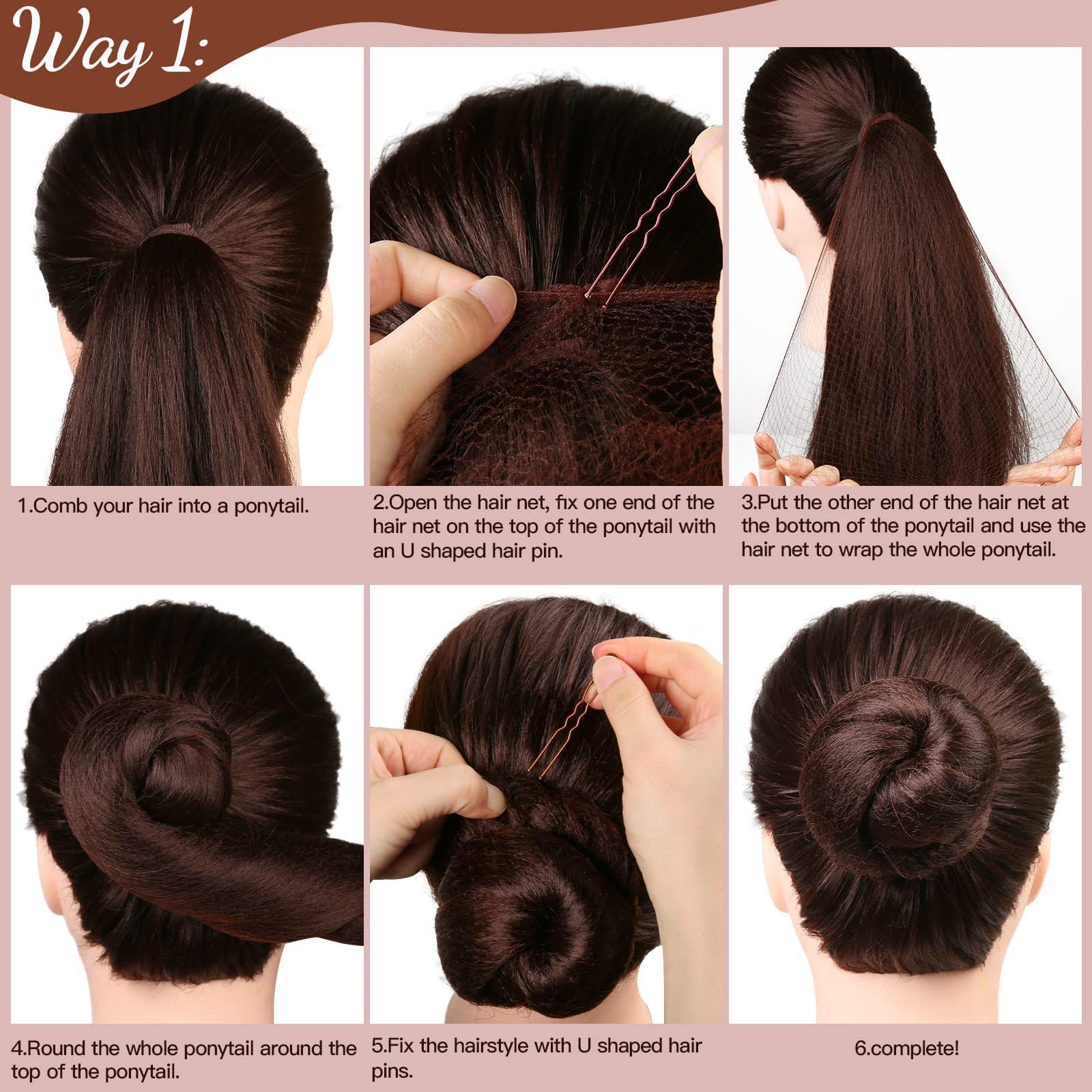 20 Pezzi Retina per Capelli Chignon, con 40 Forcine per Capelli Forma U,Retine Per Capelli Chignon Set, Chignon Bambina Per Capelli,per Capelli per Cameriera Infermiera Hostess,Braun