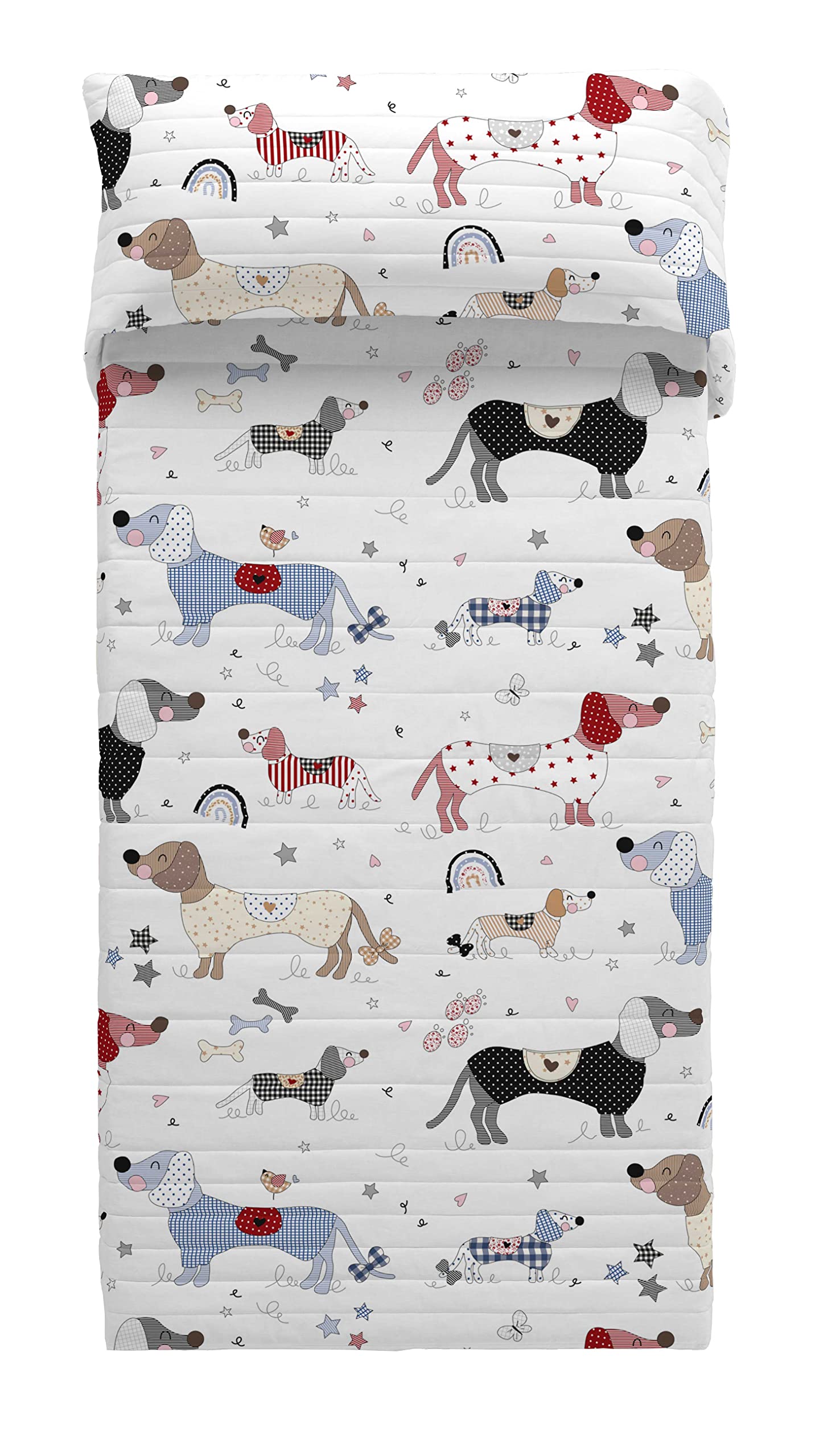 COOL KIDS Colcha Bouti Reversible Doggy Patch Cama 90