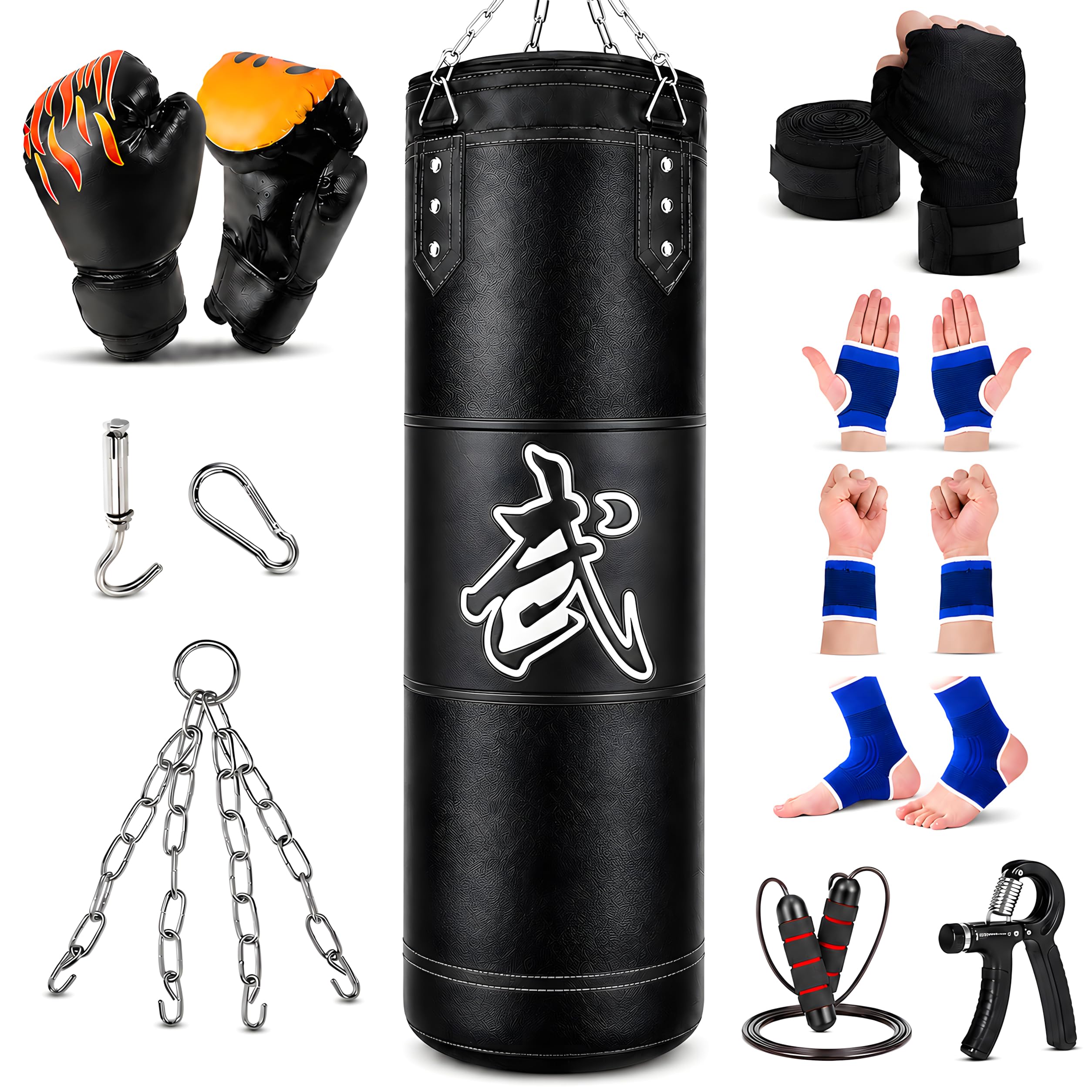Boxsack Set 120 cm für Erwachsene mit Boxhandschuhen und Zubehör
