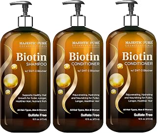 Majestic Pure Biotin with DHT Blocker Complex Shampoo & Conditioner Set (16 oz each) and Biotin Conditioner (16 oz) Bundle